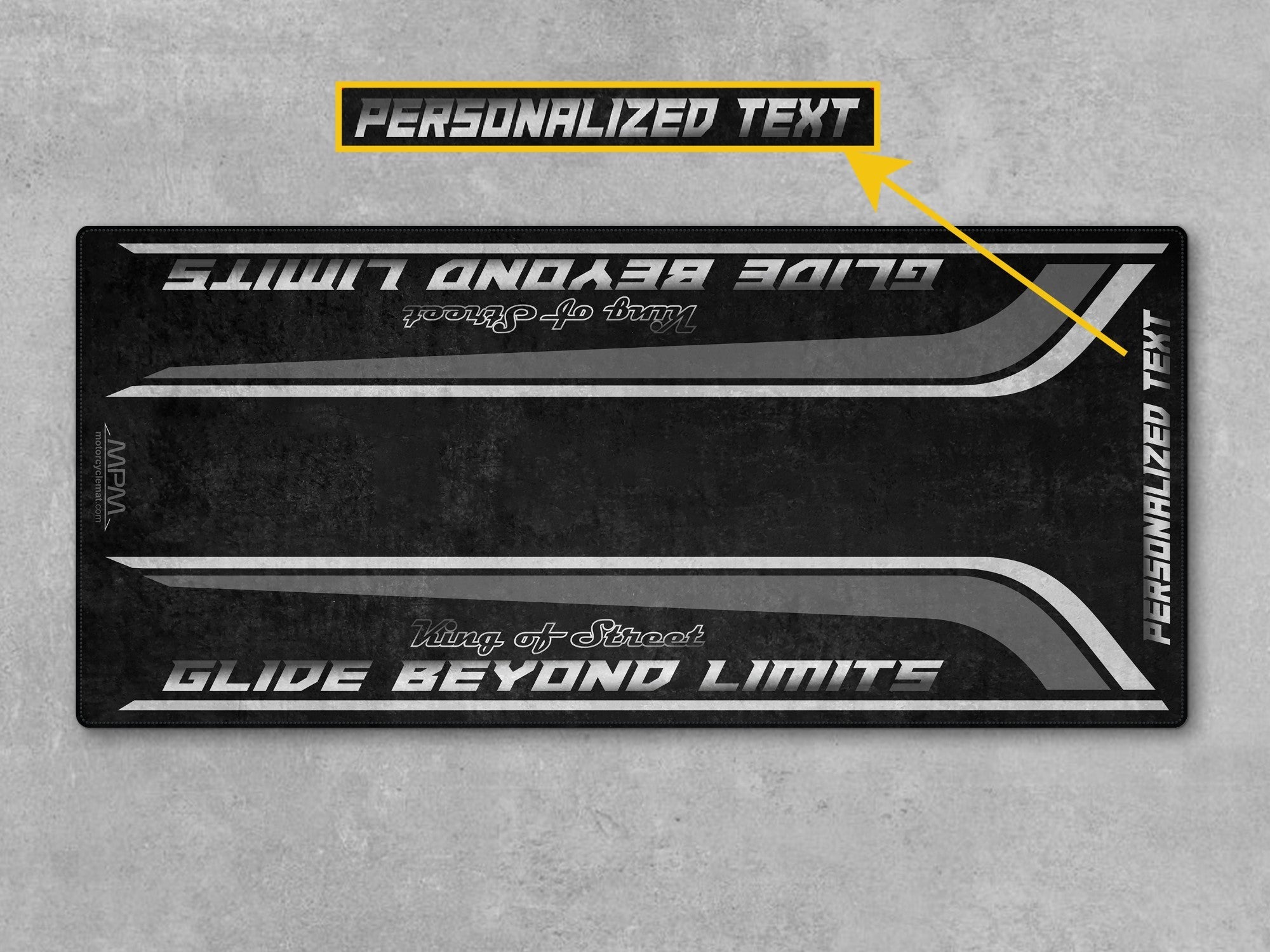 MPM Motorcycle Mat for Cruiser Motorcycle "Glide Beyond Limits - King of Street" - MM7349