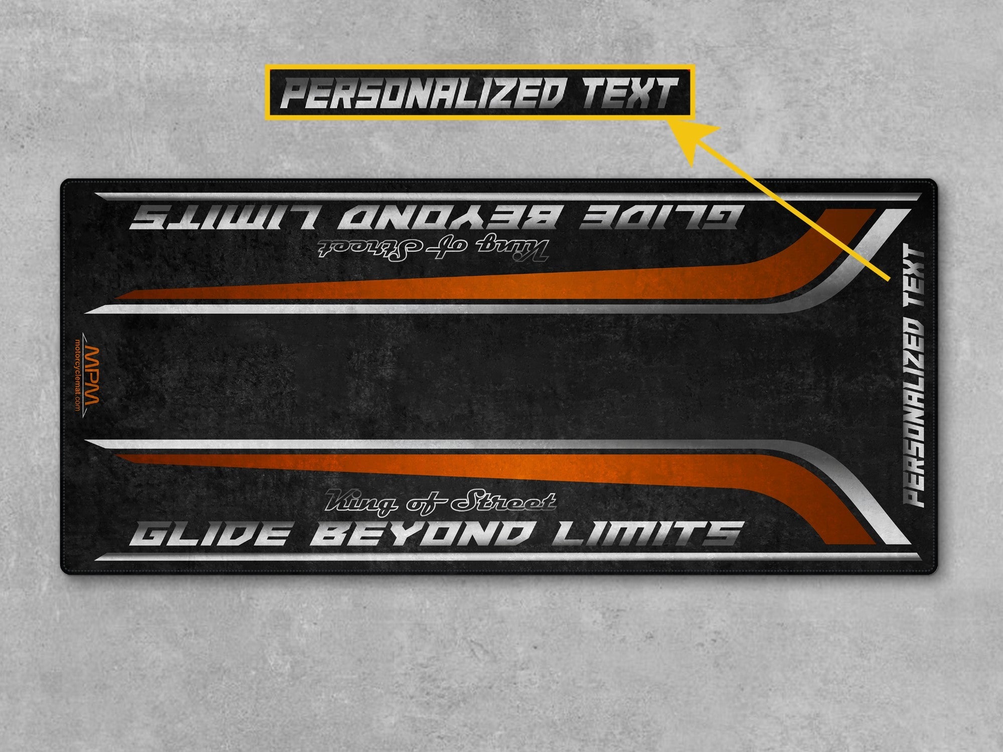 MPM Motorcycle Mat for Cruiser Motorcycle "Glide Beyond Limits - King of Street" - MM7349