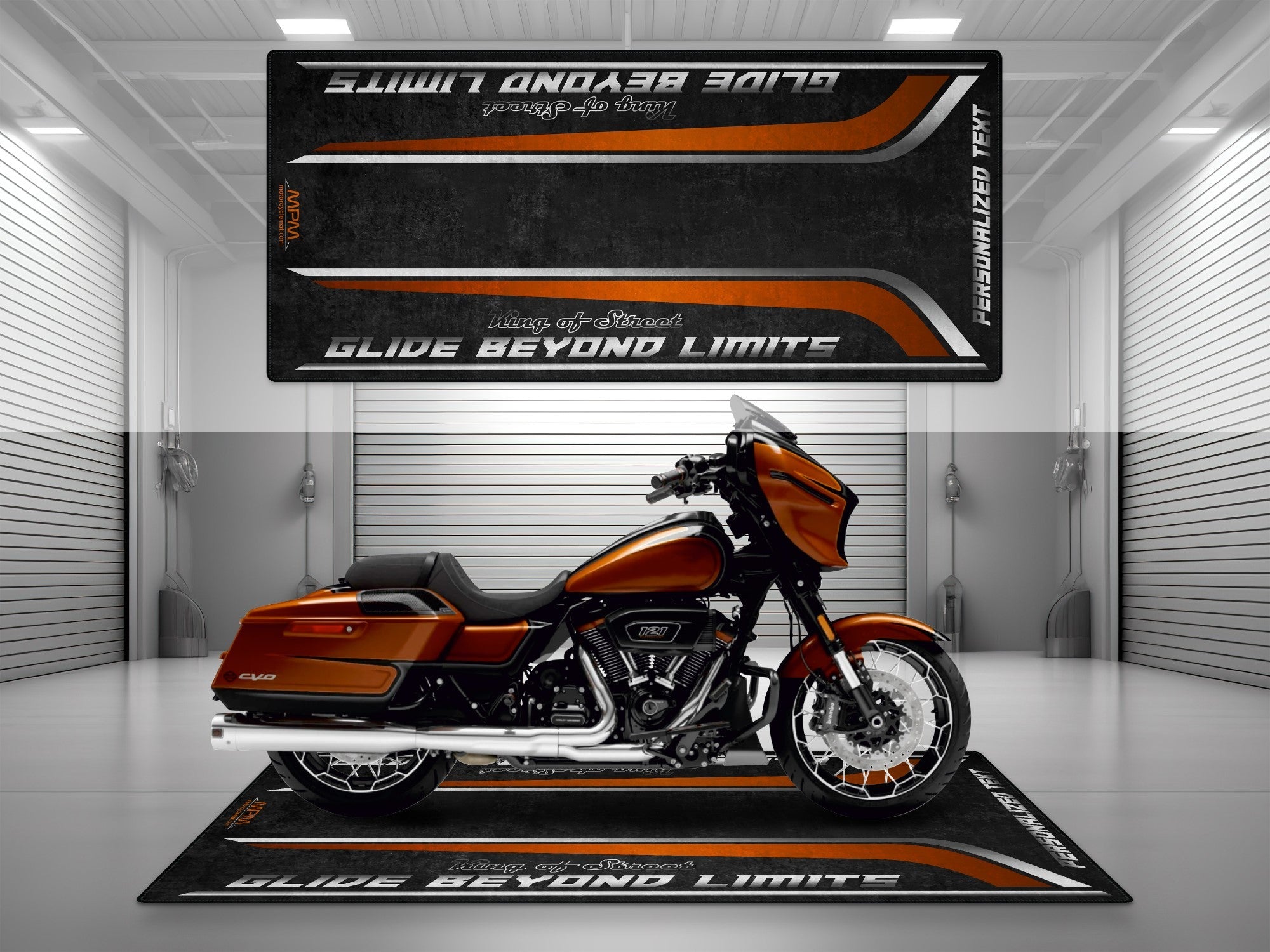 MPM Motorcycle Mat for Cruiser Motorcycle "Glide Beyond Limits - King of Street" - MM7349