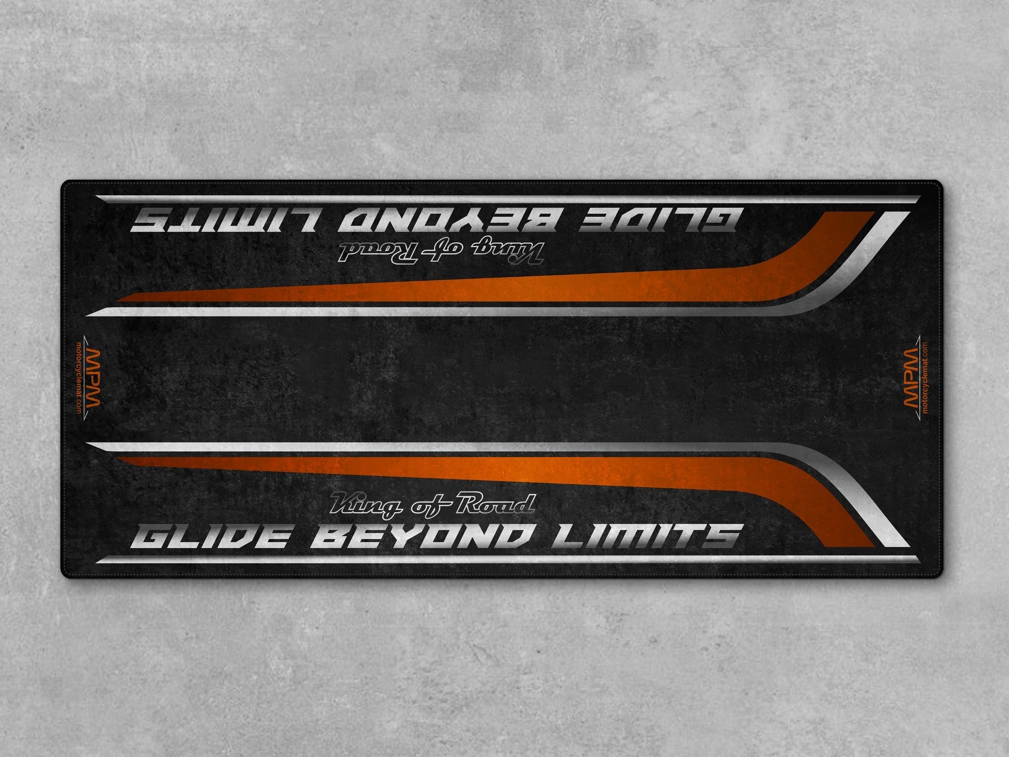 MPM Motorcycle Mat for Cruiser Motorcycle "Glide Beyond Limits - King of Road " - MM7350