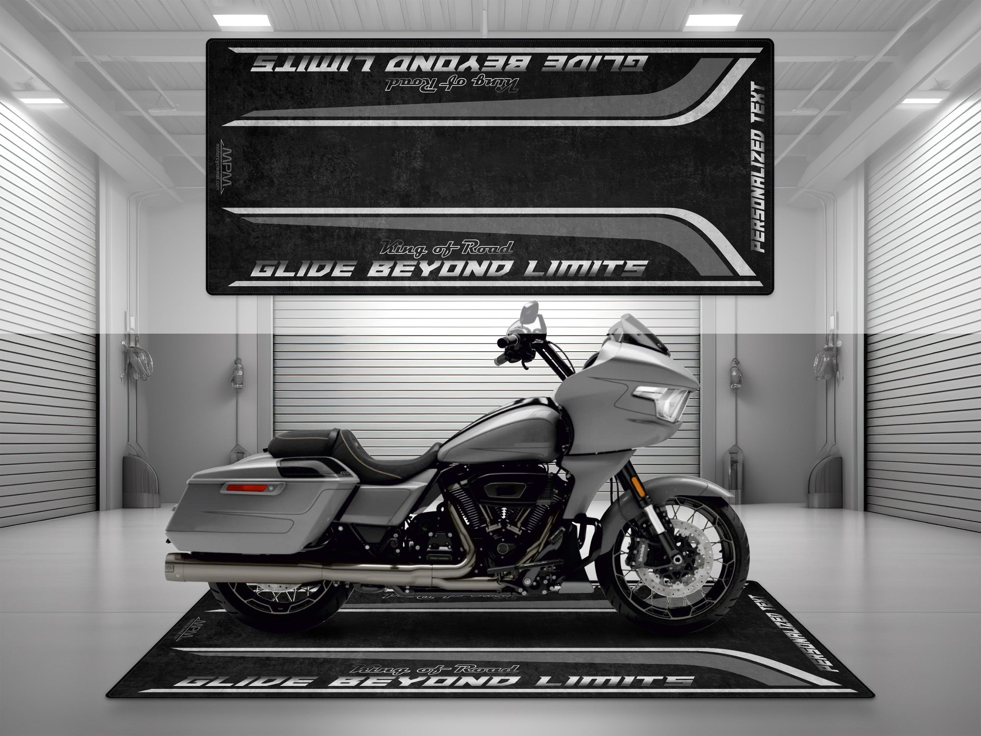 MPM Motorcycle Mat for Cruiser Motorcycle "Glide Beyond Limits - King of Road " - MM7350