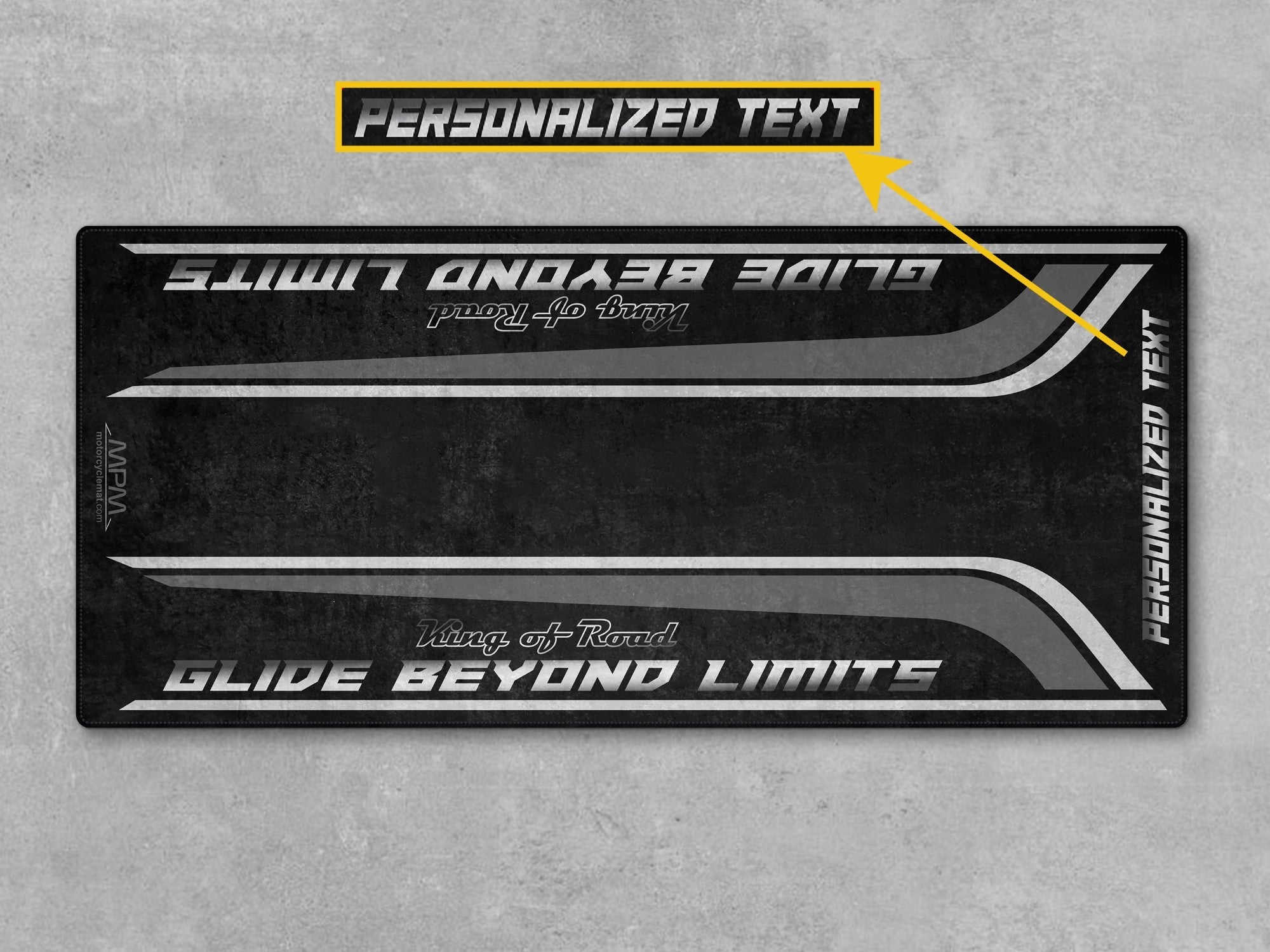 MPM Motorcycle Mat for Cruiser Motorcycle "Glide Beyond Limits - King of Road " - MM7350