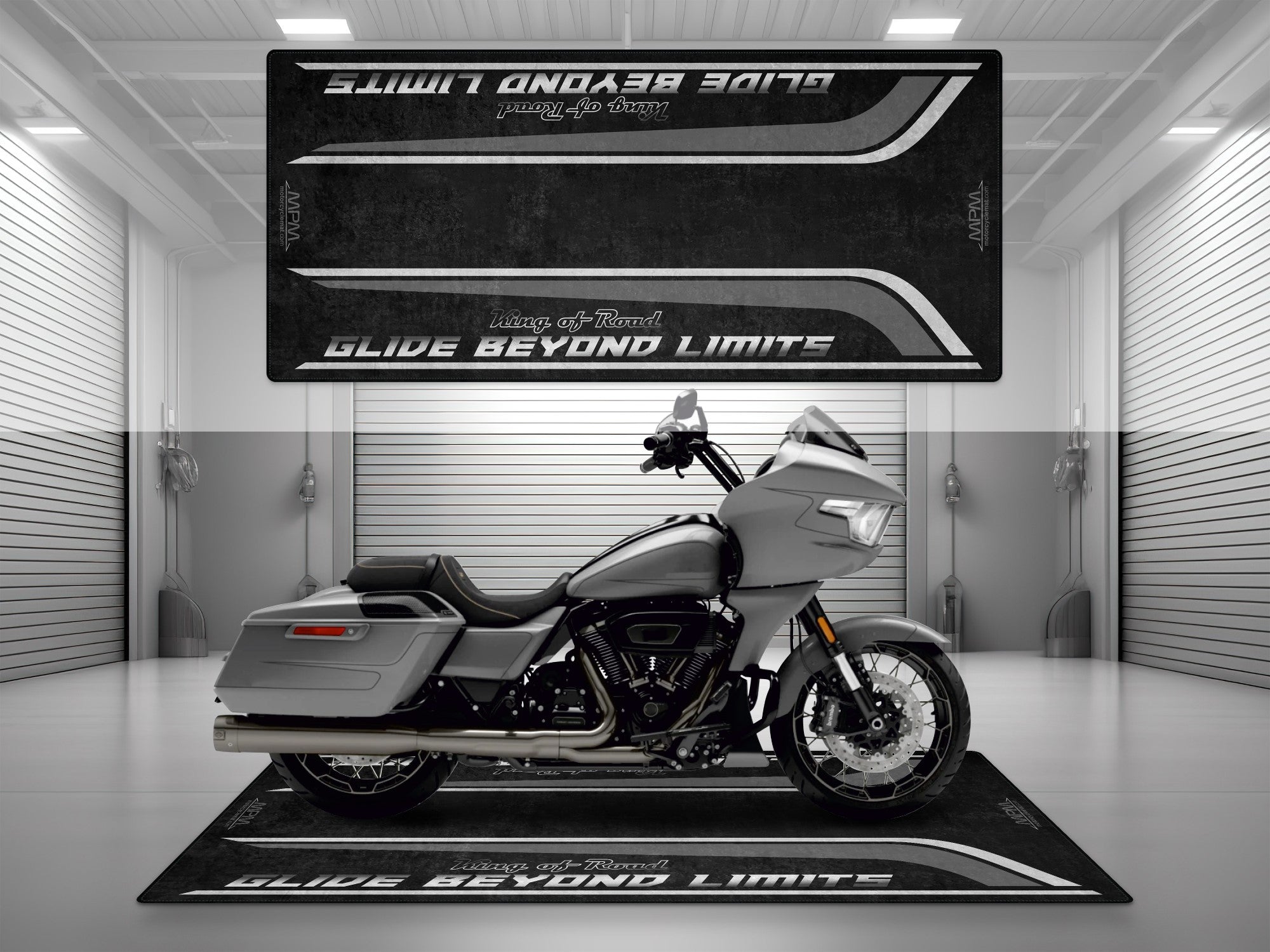MPM Motorcycle Mat for Cruiser Motorcycle "Glide Beyond Limits - King of Road " - MM7350