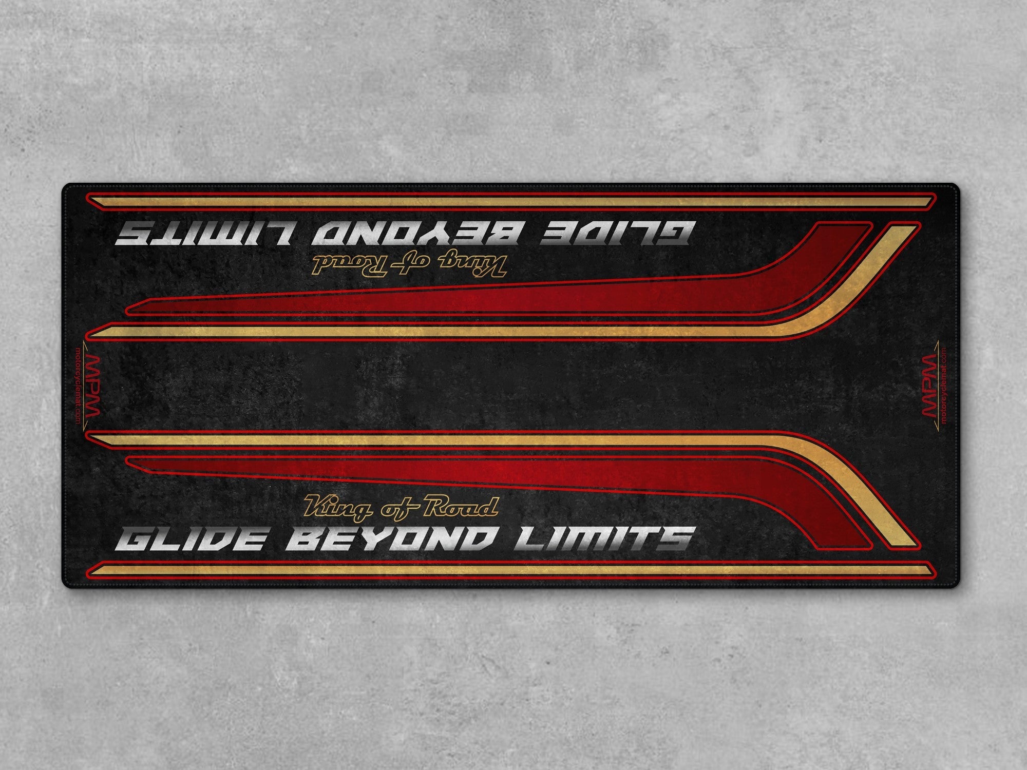 MPM Motorcycle Mat for Special Cruiser Motorcycle "Glide Beyond Limits - King of Road" - MM7351