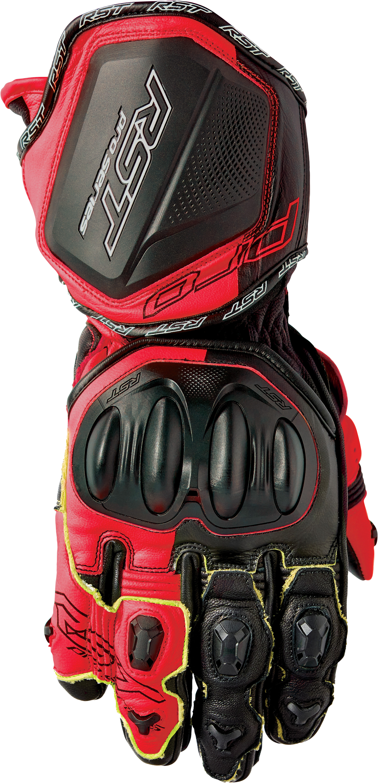 RST Pro Series Gp D3o Gloves Black/Flo Red Leather Sm 556-3715308