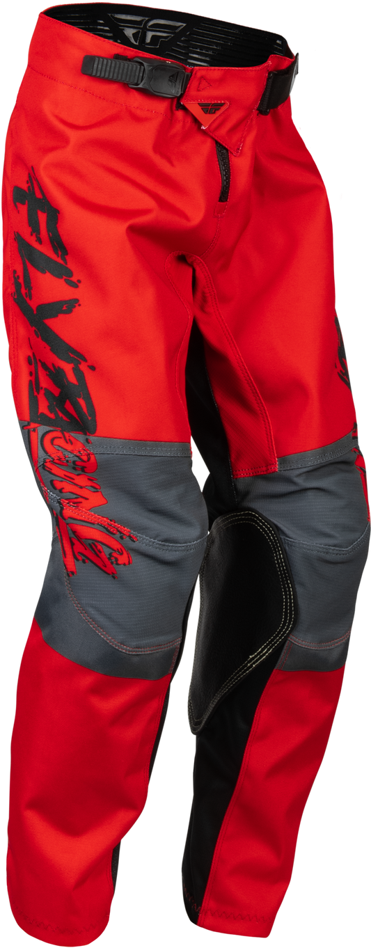 Fly Racing Youth Kinetic Khaos Pants Black/Red/Grey Sz 26 376-43026