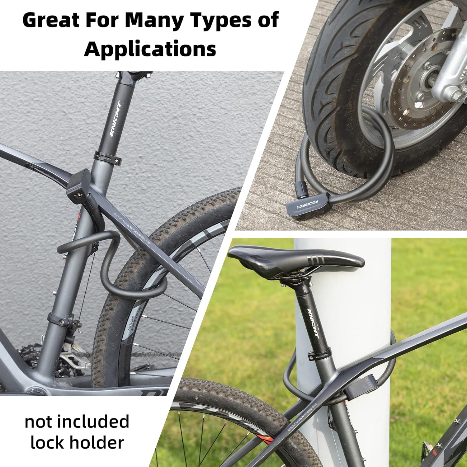 ROCKBROS 3ft Bike Cable Lock - Secure, Lightweight with Mounting Bracket