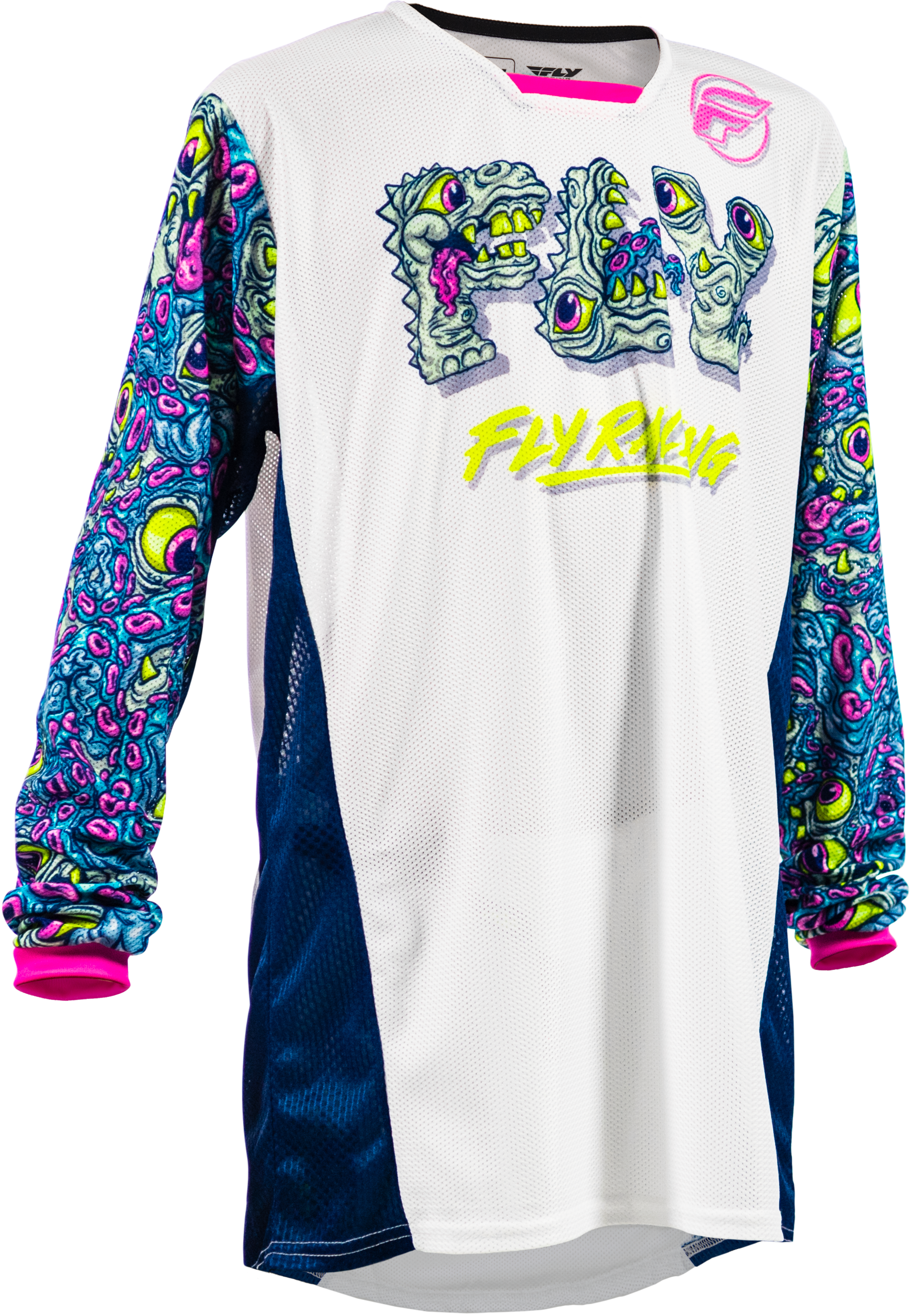 Fly Racing Yth Kinetic Mesh Mutant Jersey White/Blue/Multi Yl 380-334YL