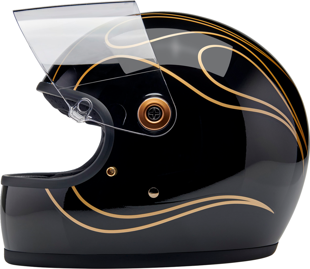 BILTWELL Gringo S Helmet - Gloss Black Flames - 2XL 1003-567-506