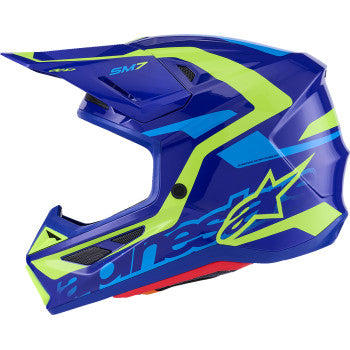 ALPINESTARS SM7 Helmet - Deed - Gloss Blue/Yellow Fluo - Medium 8302426-7253-M