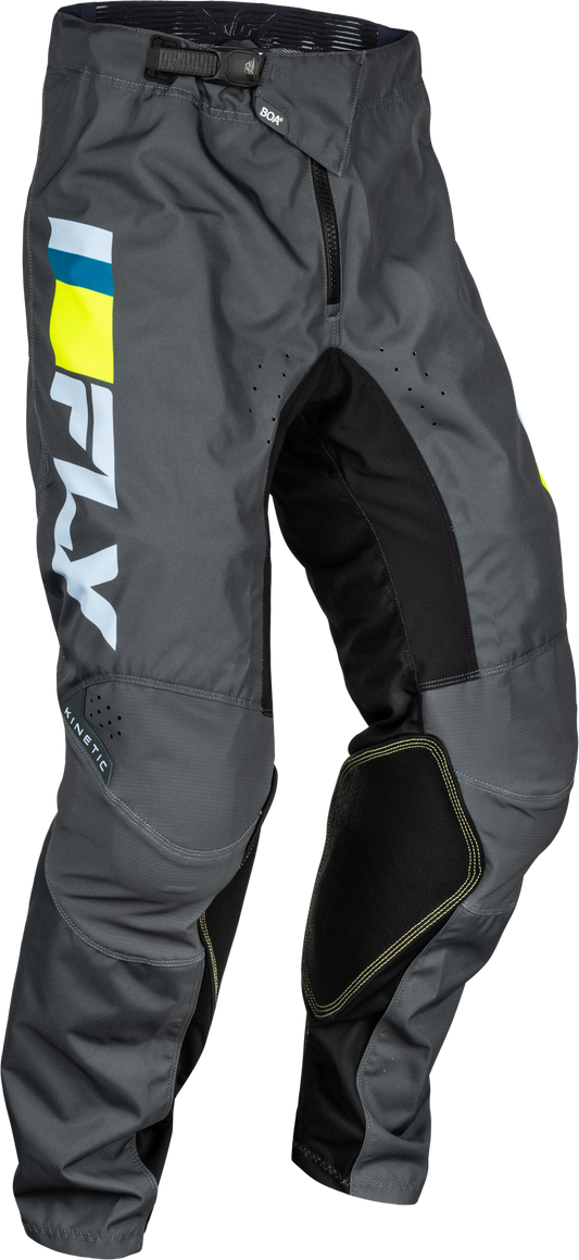 Fly Racing Youth Kinetic Prix Pants Ice Grey/Charcoal/Hi-Vis Sz 20 377-43120