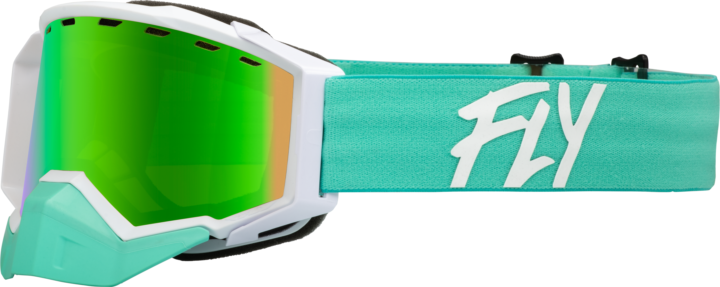 Fly Racing Zone Snow Goggle Mint/White W/ Green Mirror/Amber Lens 37-50273