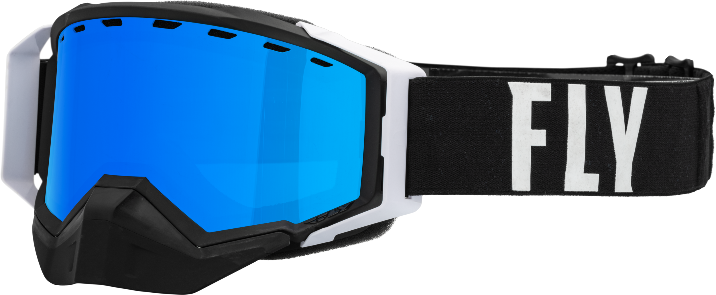 Fly Racing Zone Pro Snow Goggle Blk/White W/ Blue Mir/Plrzd Smoke Lens 37-50337