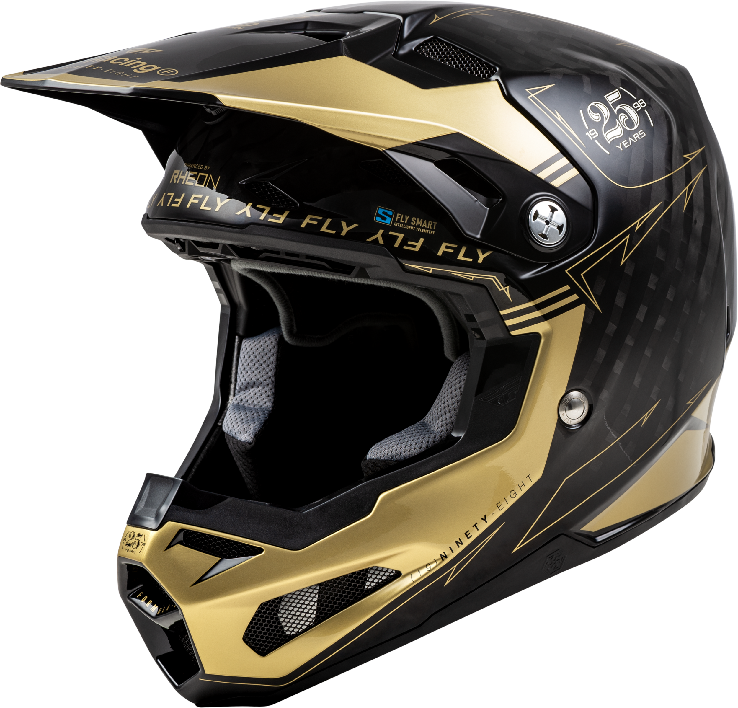 Fly Racing Formula S Carbon Legacy Helmet Black/Gold Xs 73-4446XS