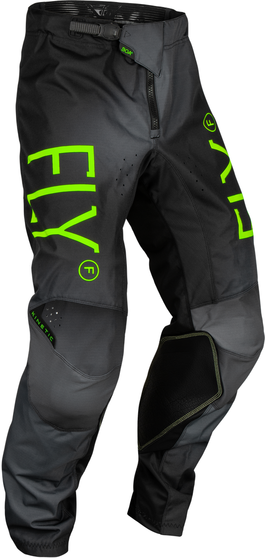 Fly Racing Youth Kinetic Prodigy Pants Char/Neon Green/True Blu Sz 26 377-53626
