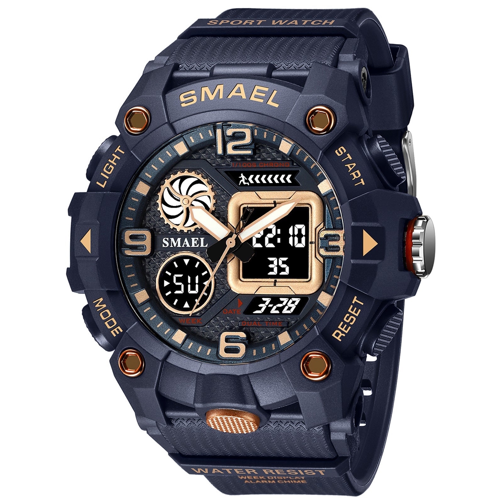 Sport Watch For Men WIth  Dual Time Waterproof 50M Miliatry Watches Chronograph Alarm Army Wristwatch