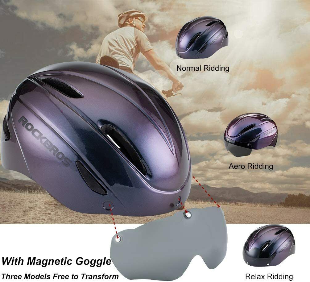 ROCKBROS Cycling Helmet With Goggles LED Light Mountain Road Bike Bicycle Helmet