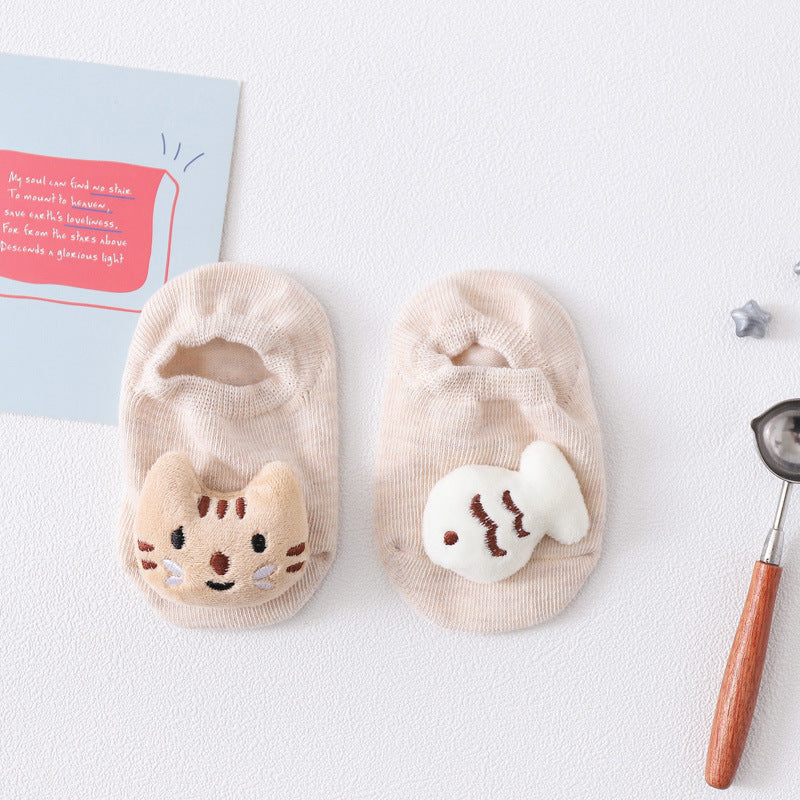 1 Pair Cartoon Cotton Baby Rubber Sole Anti Slip Floor Socks For Newborn Girls And Boys Kids