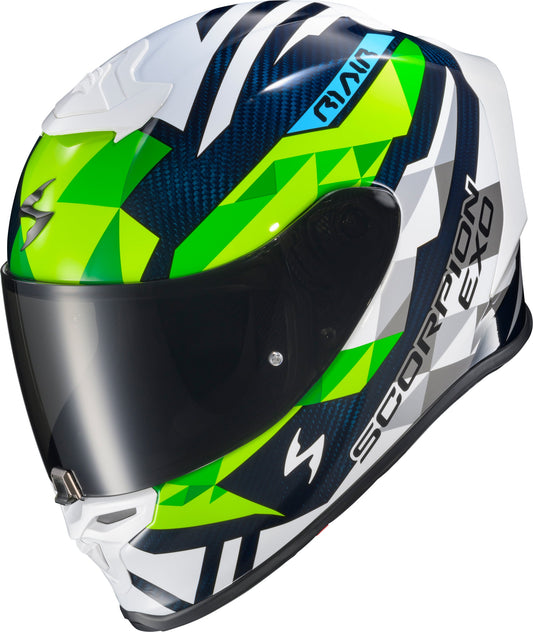 Exo-R1 Air Full Face Helmet Carbon Rastor Wht/Grn/Blue 2x
