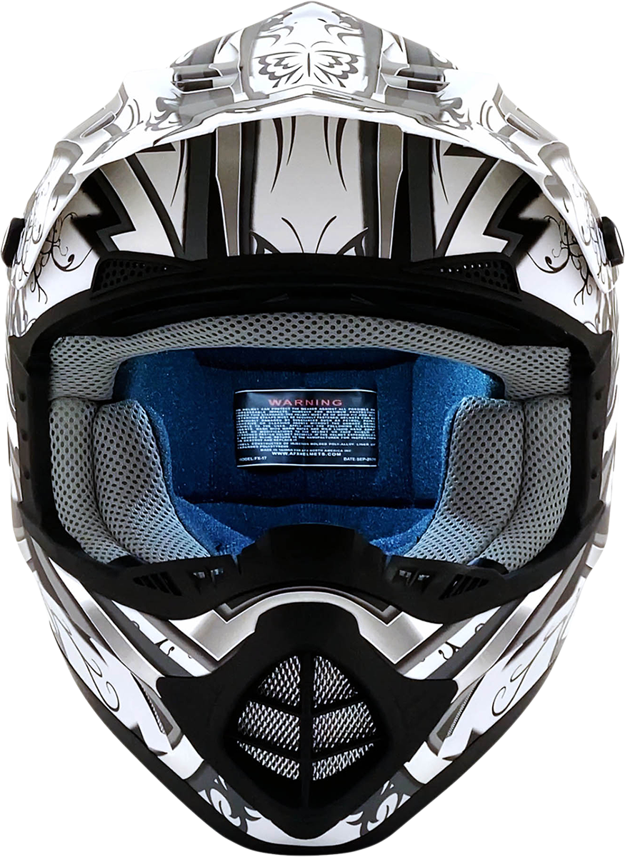 blue butterfly motorcycle helmet AFX FX-17Y Helmet - Butterfly - Matte White