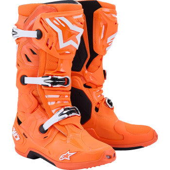 ALPINESTARS Tech 10 Supervented Boots - Fluorescent Orange/Black/White - US 10 / EU 44.5 2010520-4512-10