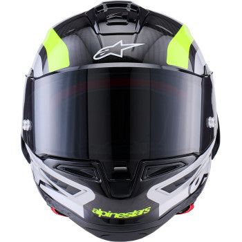 ALPINESTARS  Supertech R10 Helmet - 22.06 - Arius - Gloss Black/Silver/Yellow Fluo - Medium  8203926-1699-M