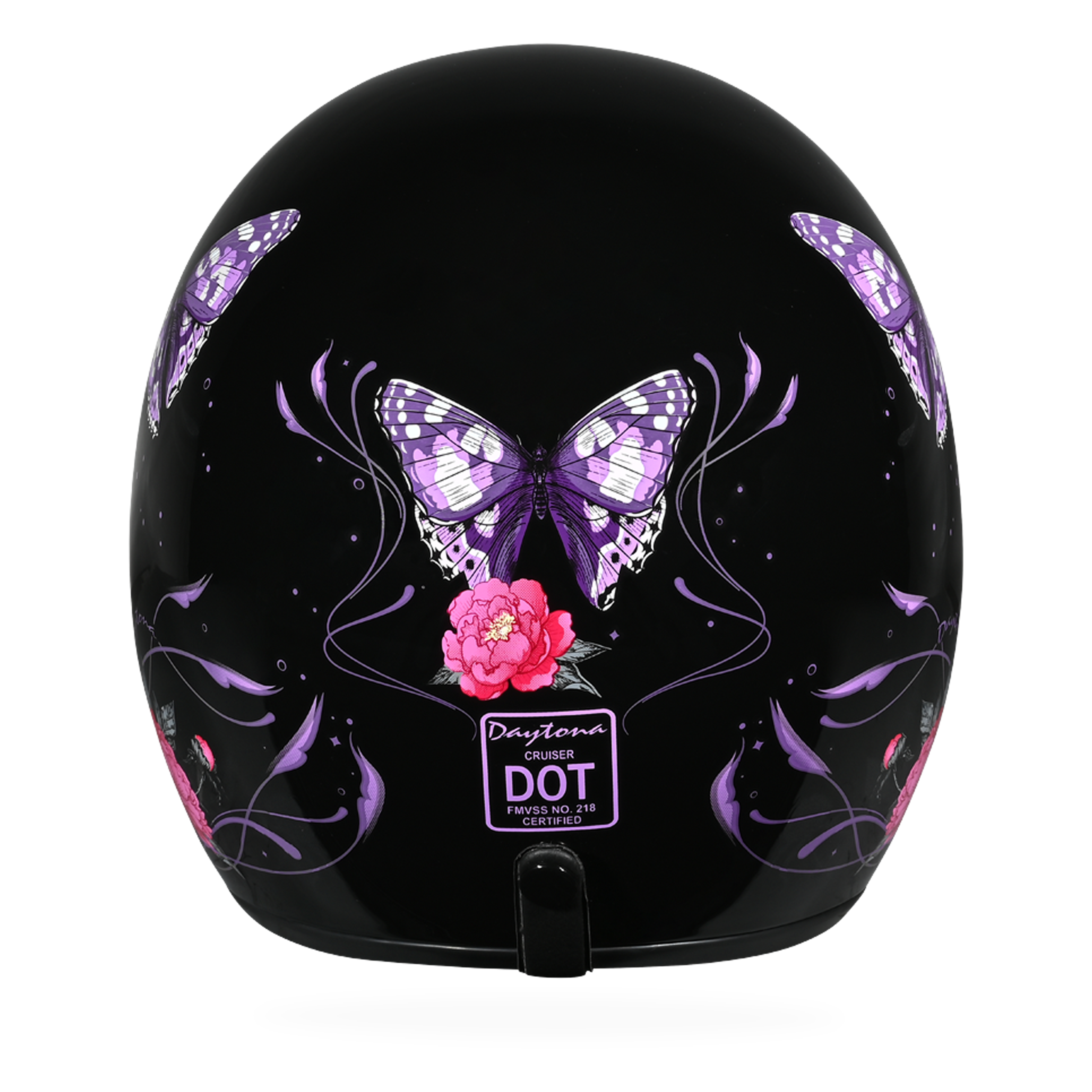 DOT Approved Daytona Cruiser Open Face Motorcycle Helmet - Men, Women & Youth - With Visor & Graphics - W/ Butterfly
