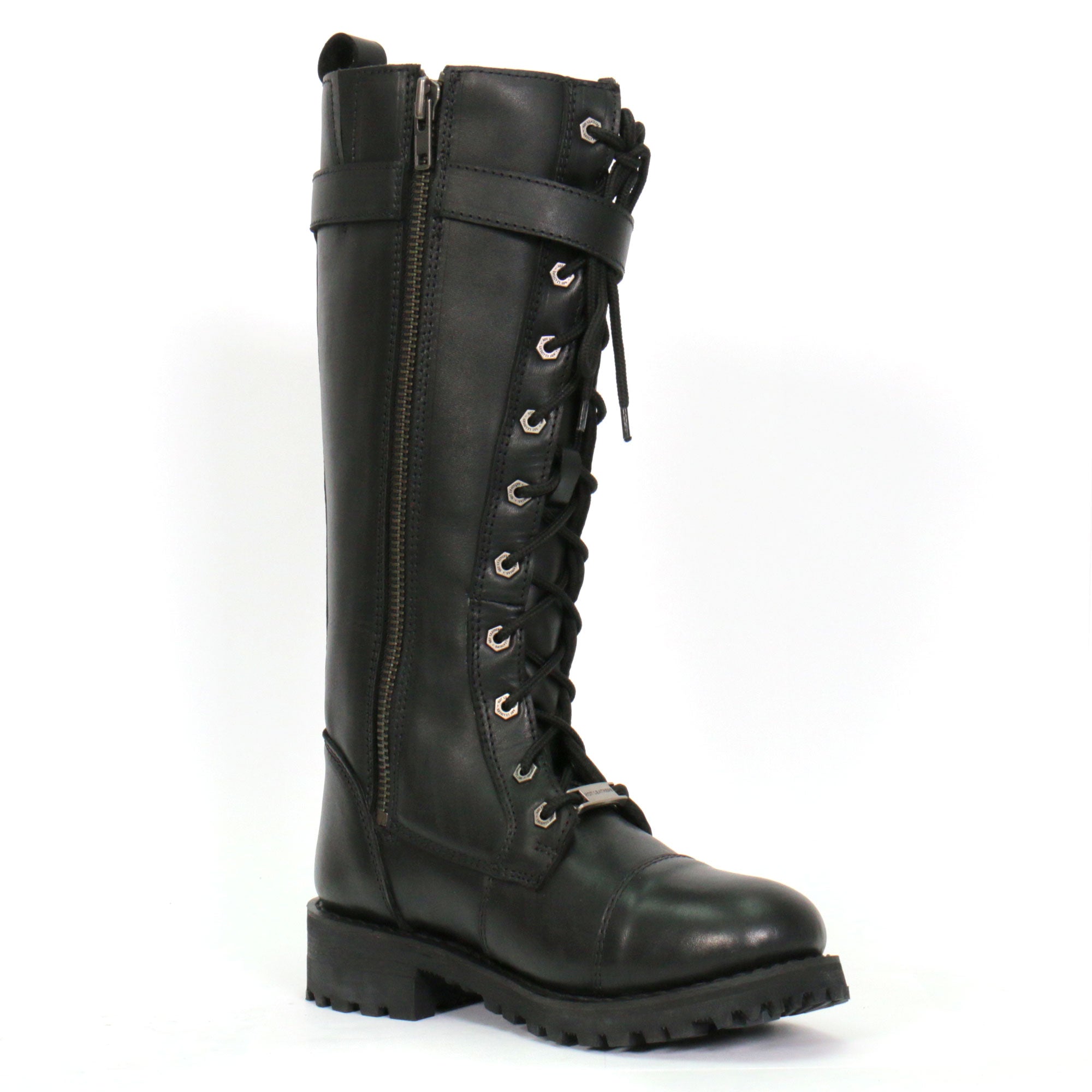BTL1007 Ladies Black Knee High Wild Roses Leather Boots