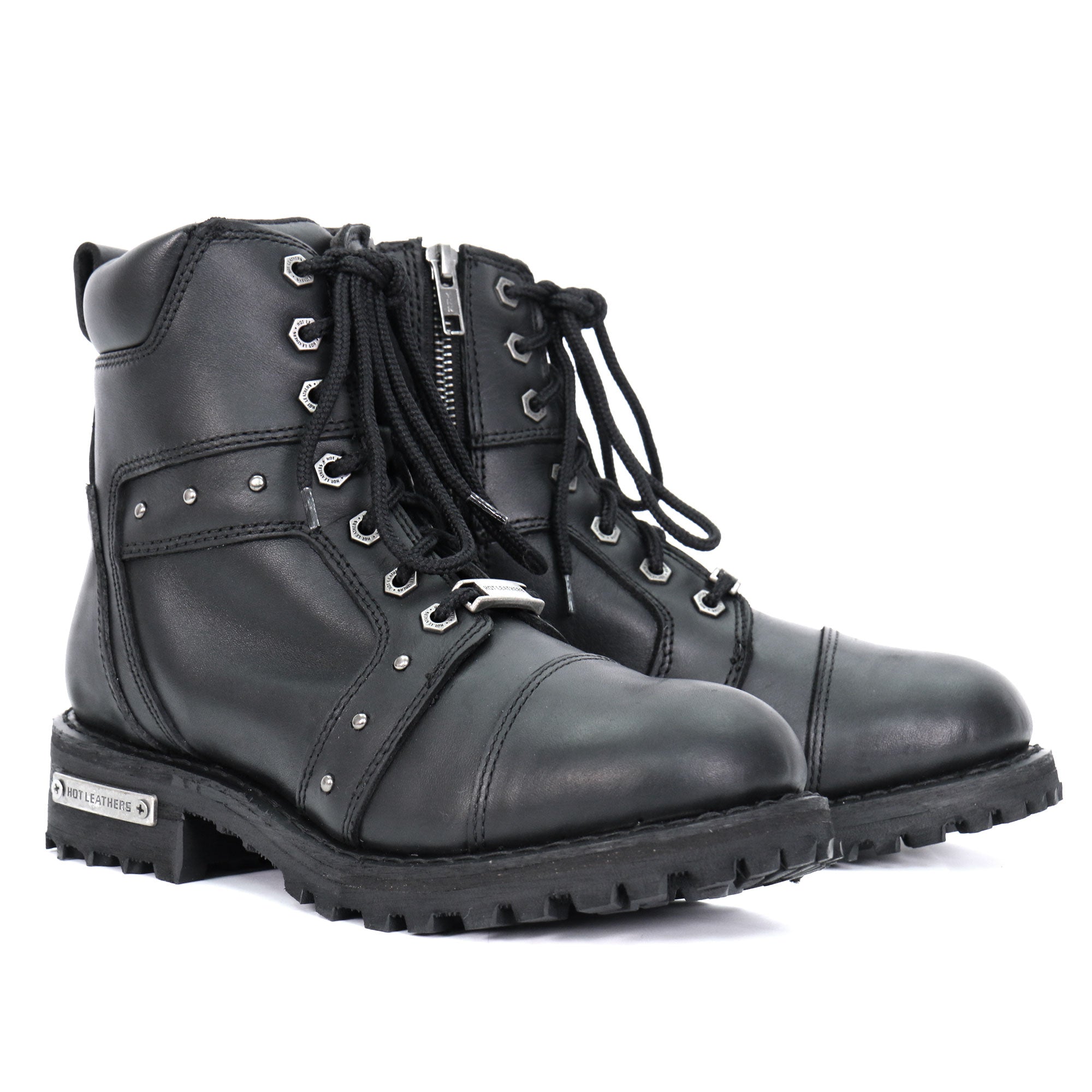 BTL1010 Ladies 7-inch-Tall Zip-Up/Lace-Up Studded Boots