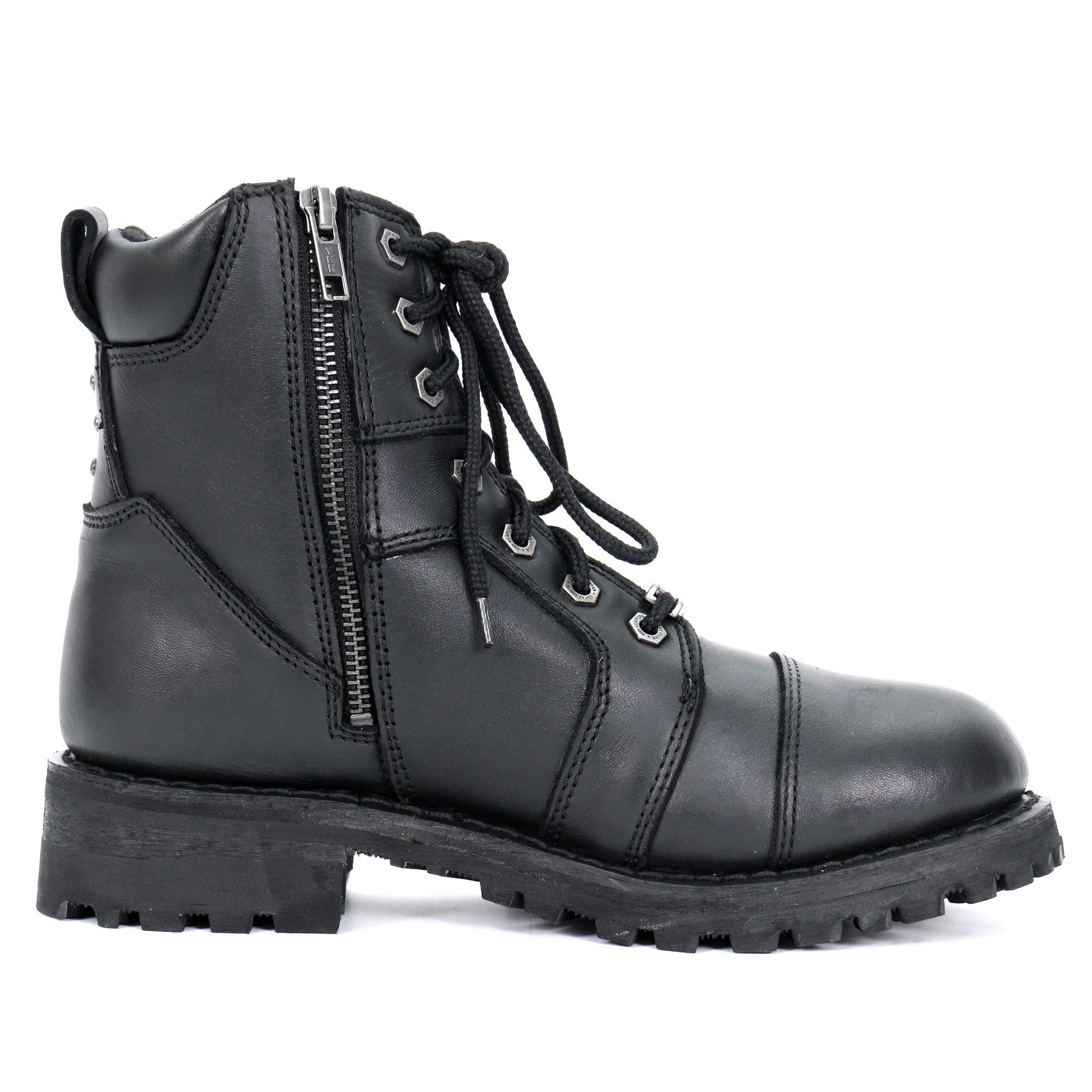 BTL1010 Ladies 7-inch-Tall Zip-Up/Lace-Up Studded Boots