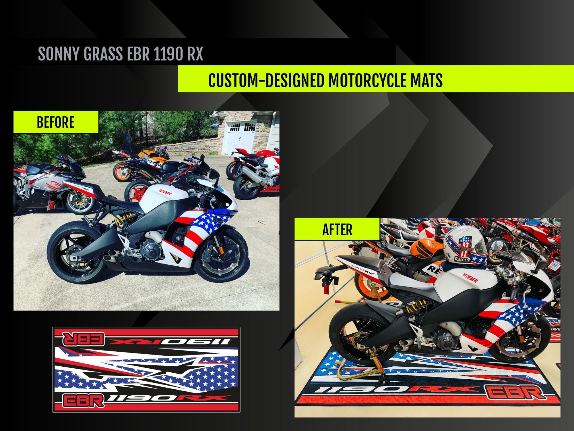 Custom Design MPM Motorcycle Mat – Special Design for You and Your Motorcycle!