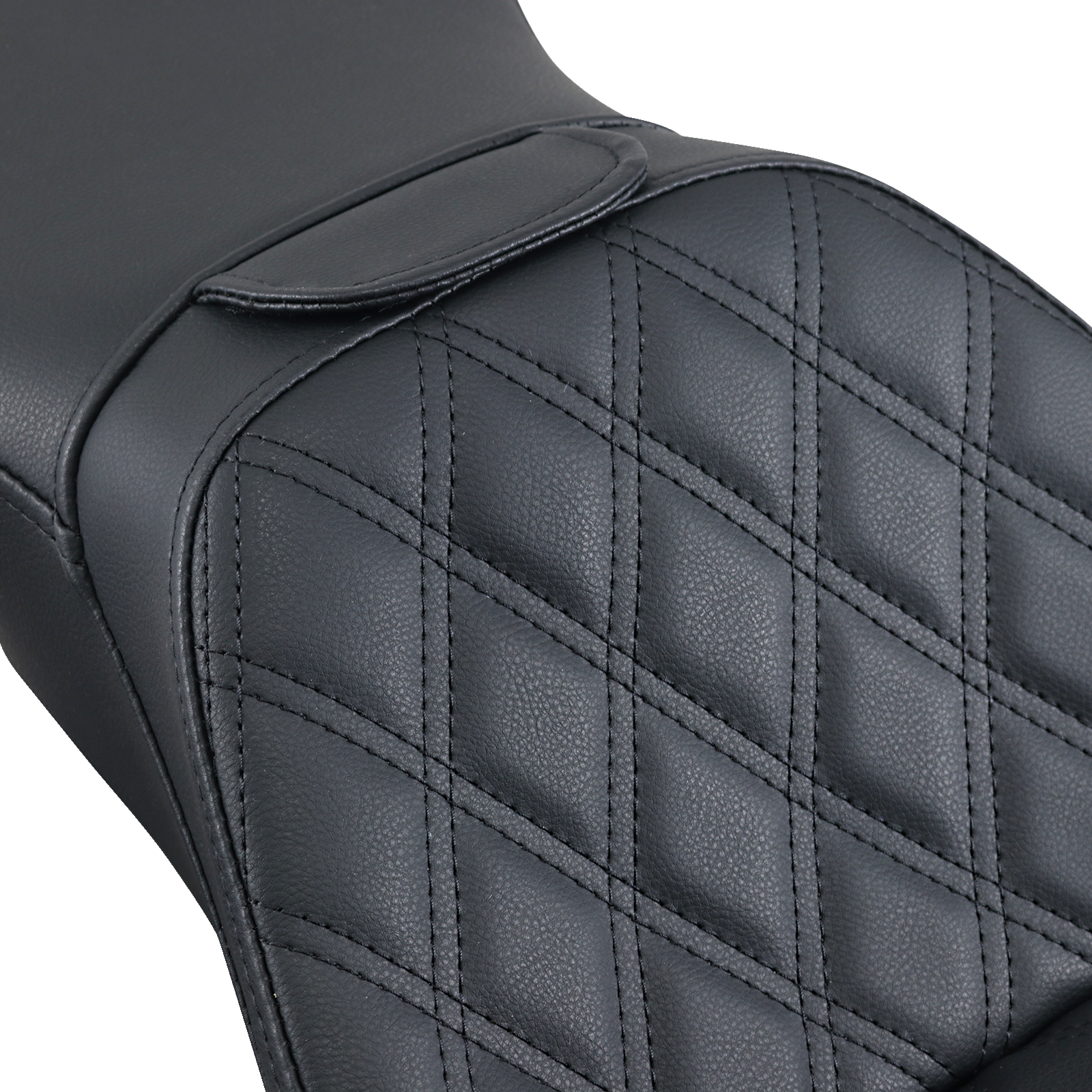 SADDLEMEN Explorer Seat - With Backrest - Lattice Stitched - Black - FLSTN 806-15-030LS