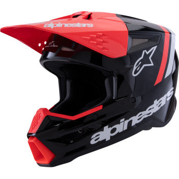 ALPINESTARS SM3 Helmet - Radium - Gloss Black/Red Fluo/White - Medium 8300826-1553-M