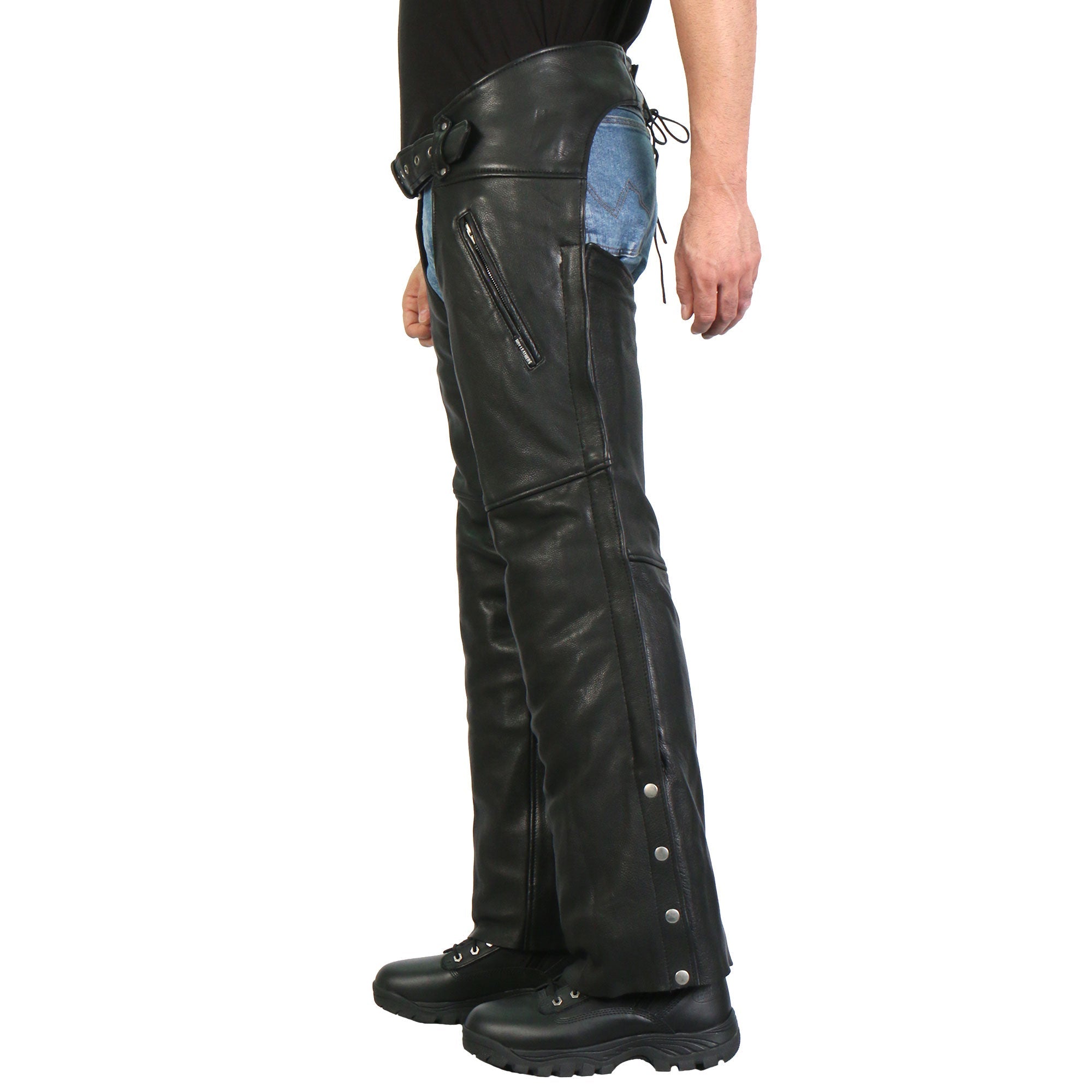 2 Pocket Mesh Lined Leather Chaps