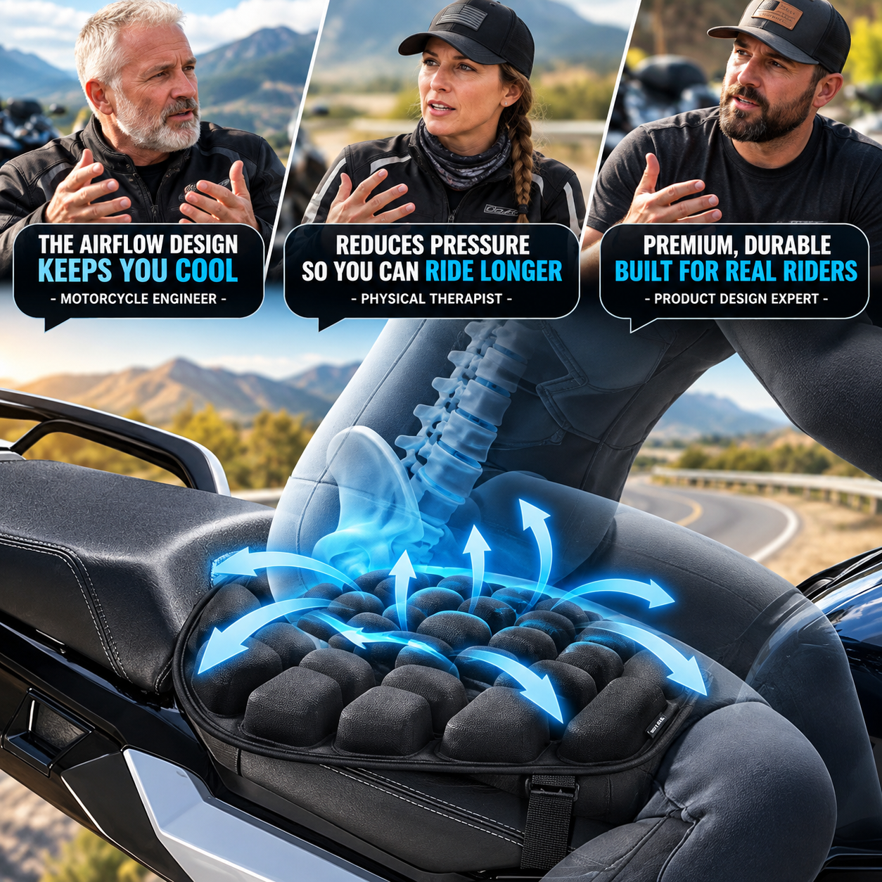 Adapt Airflow Motorcycle Cushion