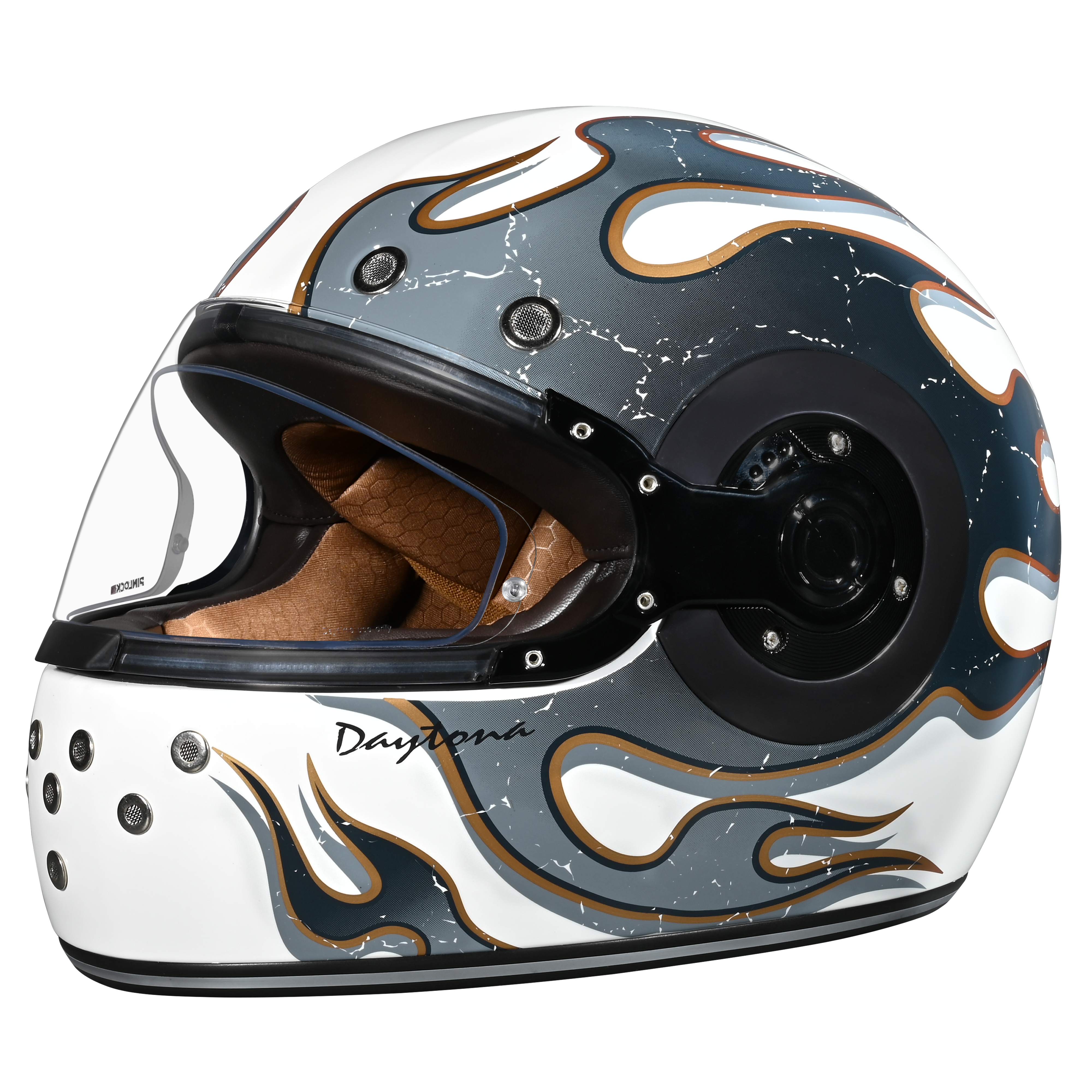 DOT Daytona Retro Full Face Motorcycle Helmet: Vintage Style for Men, Women, & Youth - W/ Flames