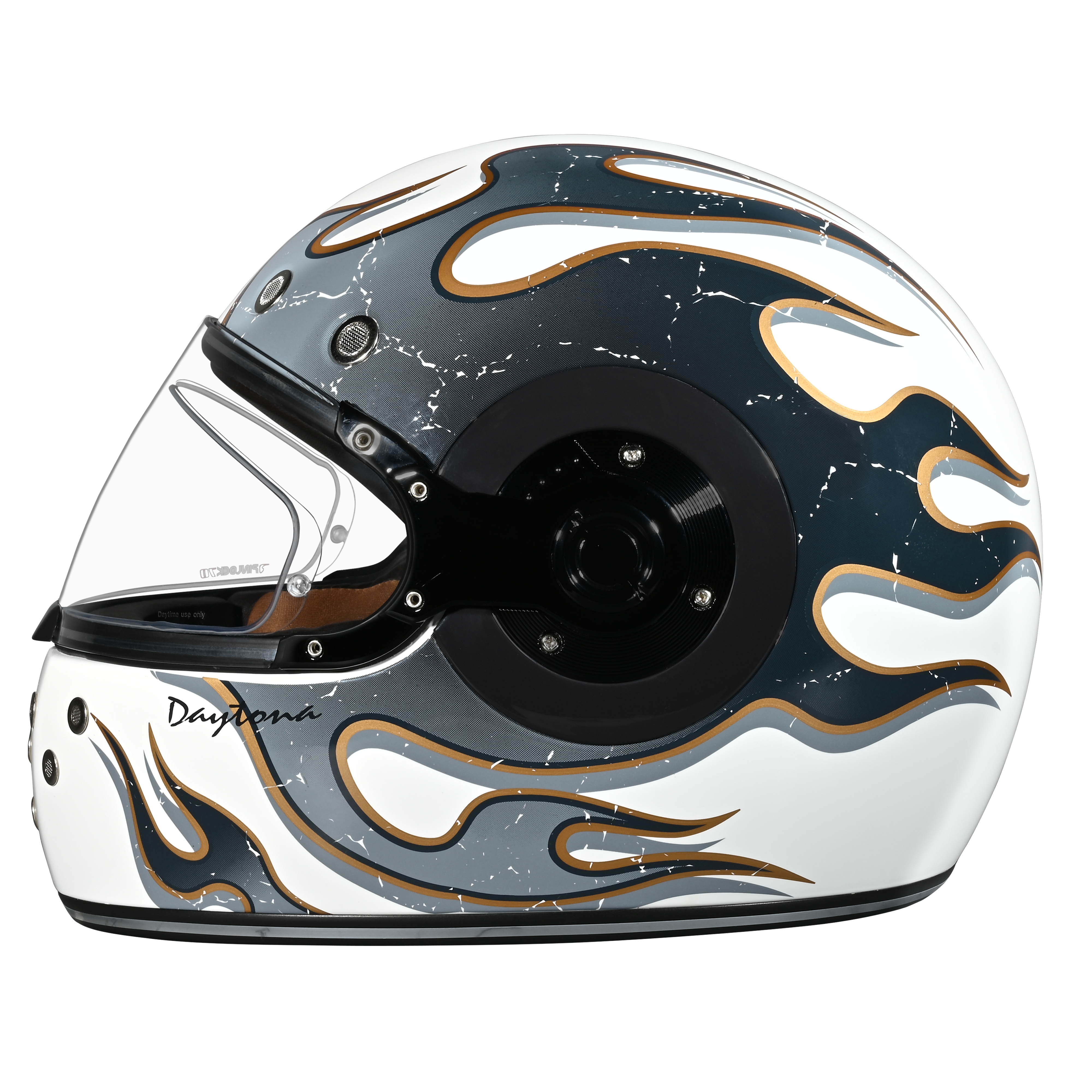 DOT Daytona Retro Full Face Motorcycle Helmet: Vintage Style for Men, Women, & Youth - W/ Flames