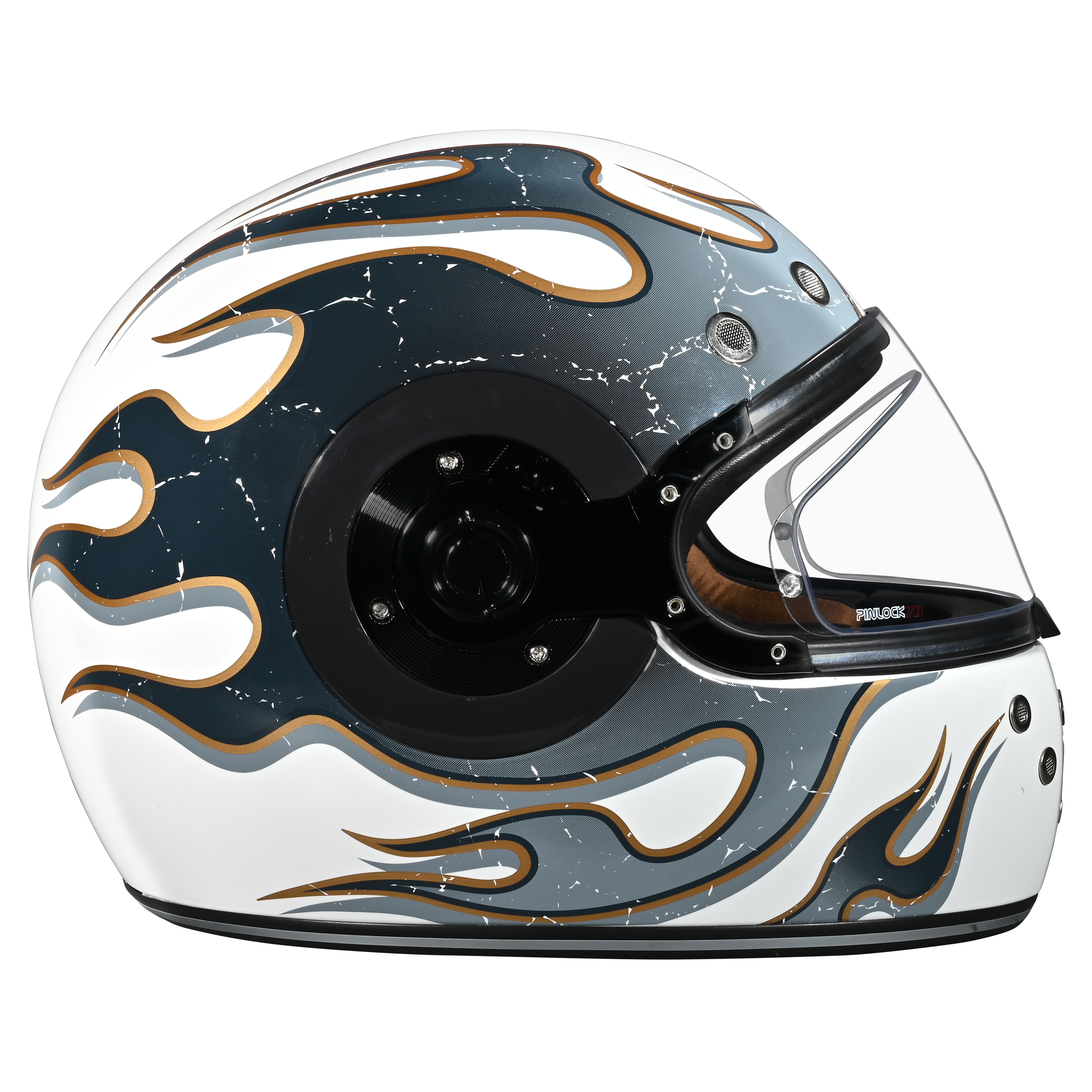 DOT Daytona Retro Full Face Motorcycle Helmet: Vintage Style for Men, Women, & Youth - W/ Flames