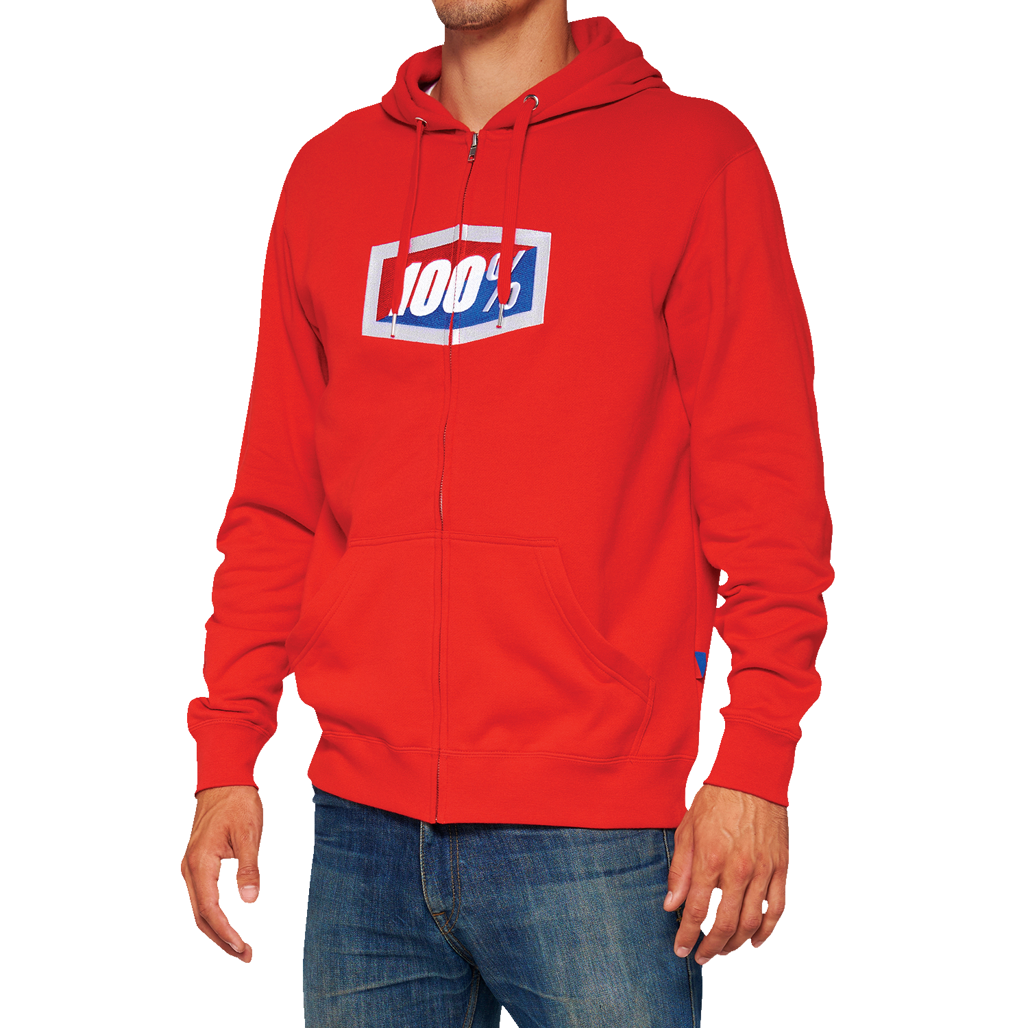 100% Official Fleece Zip-Up Hoodie - Red - XL 20032-00018