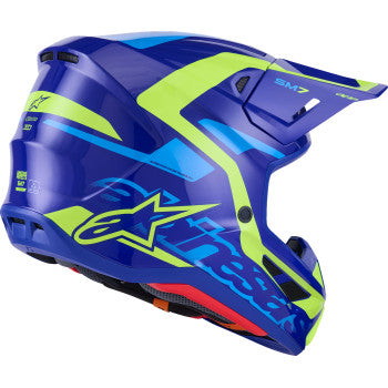 ALPINESTARS SM7 Helmet - Deed - Gloss Blue/Yellow Fluo - Medium 8302426-7253-M