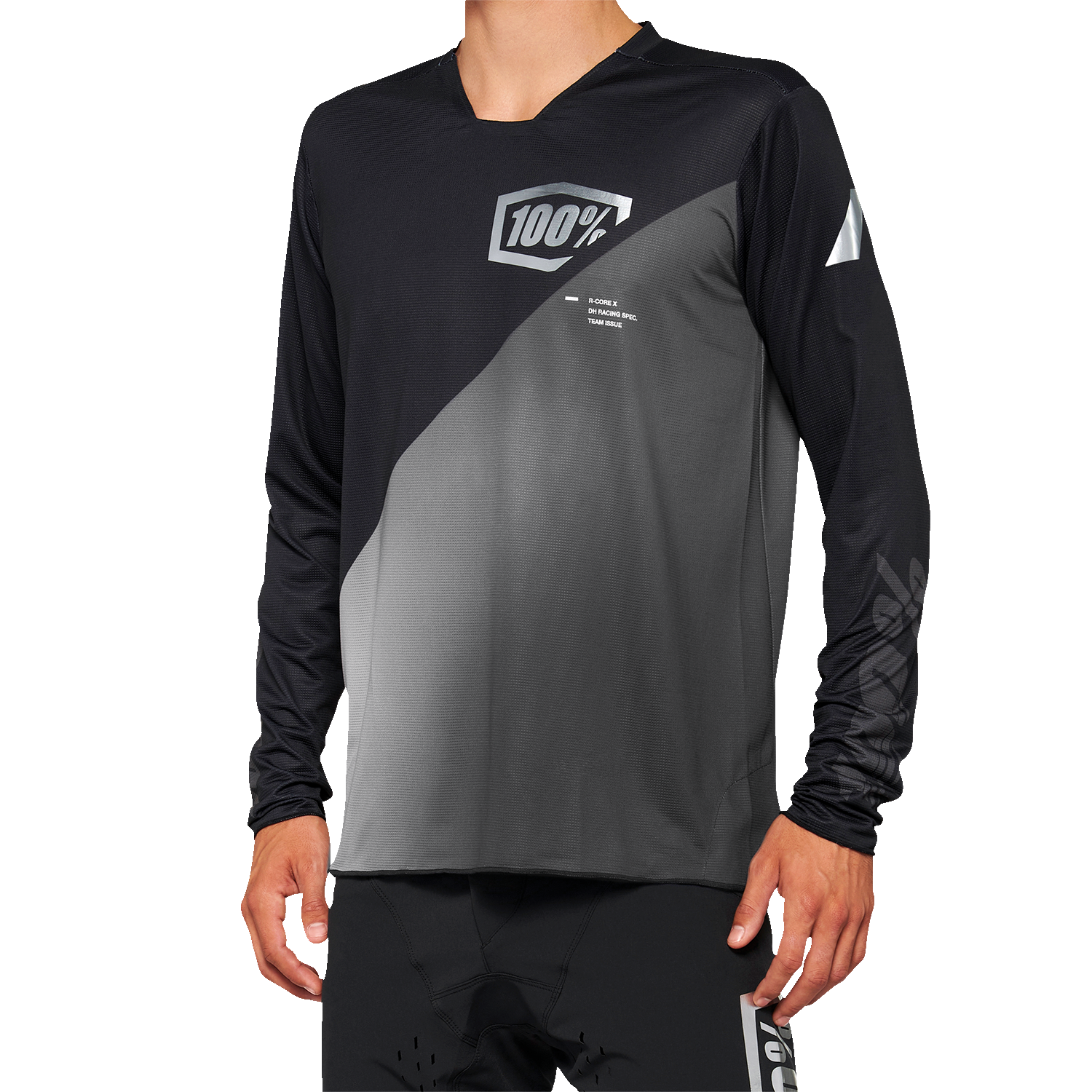 100% R-Core-X Long-Sleeve Jersey - Black/Gray - Large 40000-00002