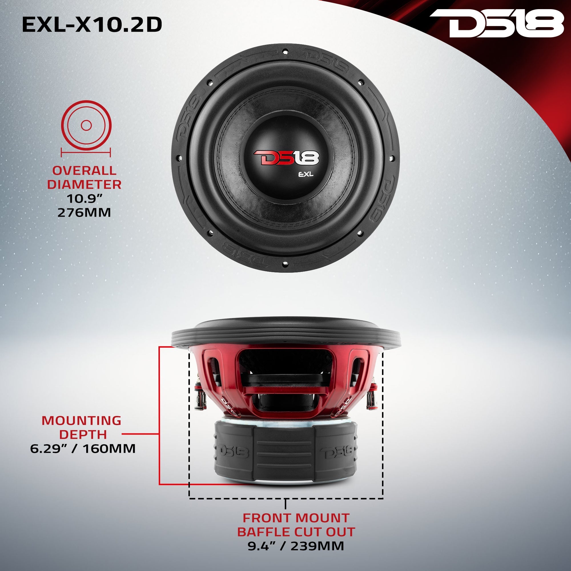 EXL-X 10" Subwoofer 850 Watts Rms DVC 2-Ohms