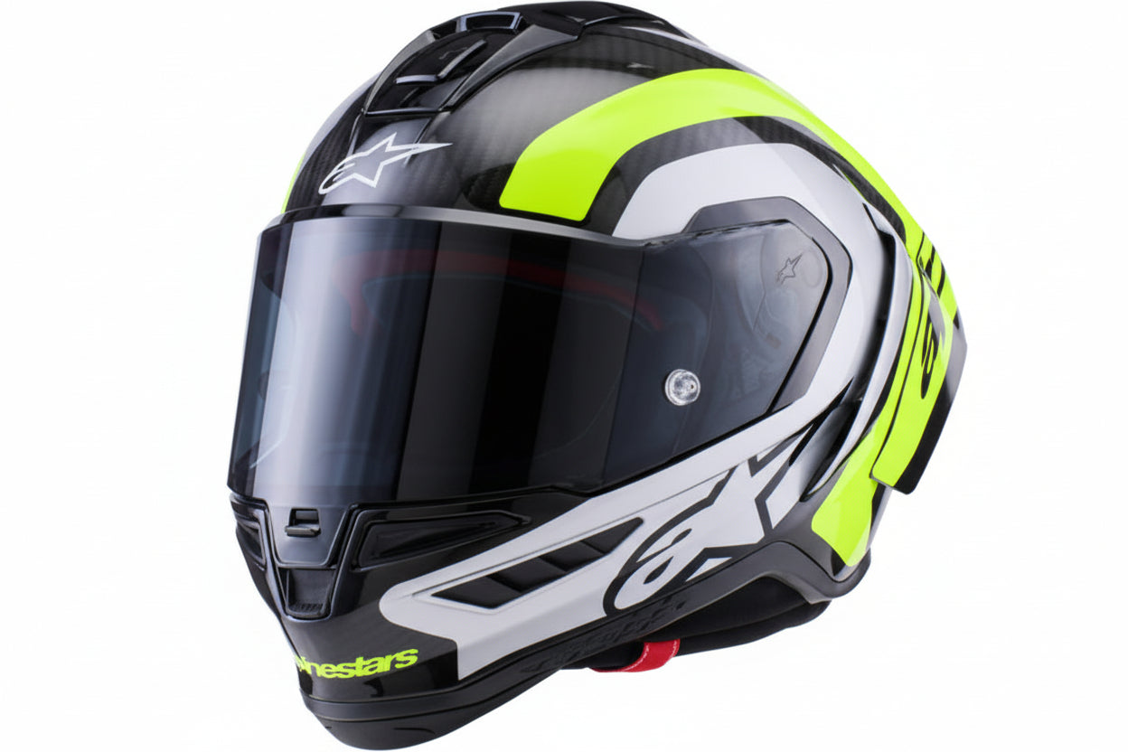 ALPINESTARS  Supertech R10 Helmet - 22.06 - Arius - Gloss Black/Silver/Yellow Fluo - XL 8203926-1699-XL