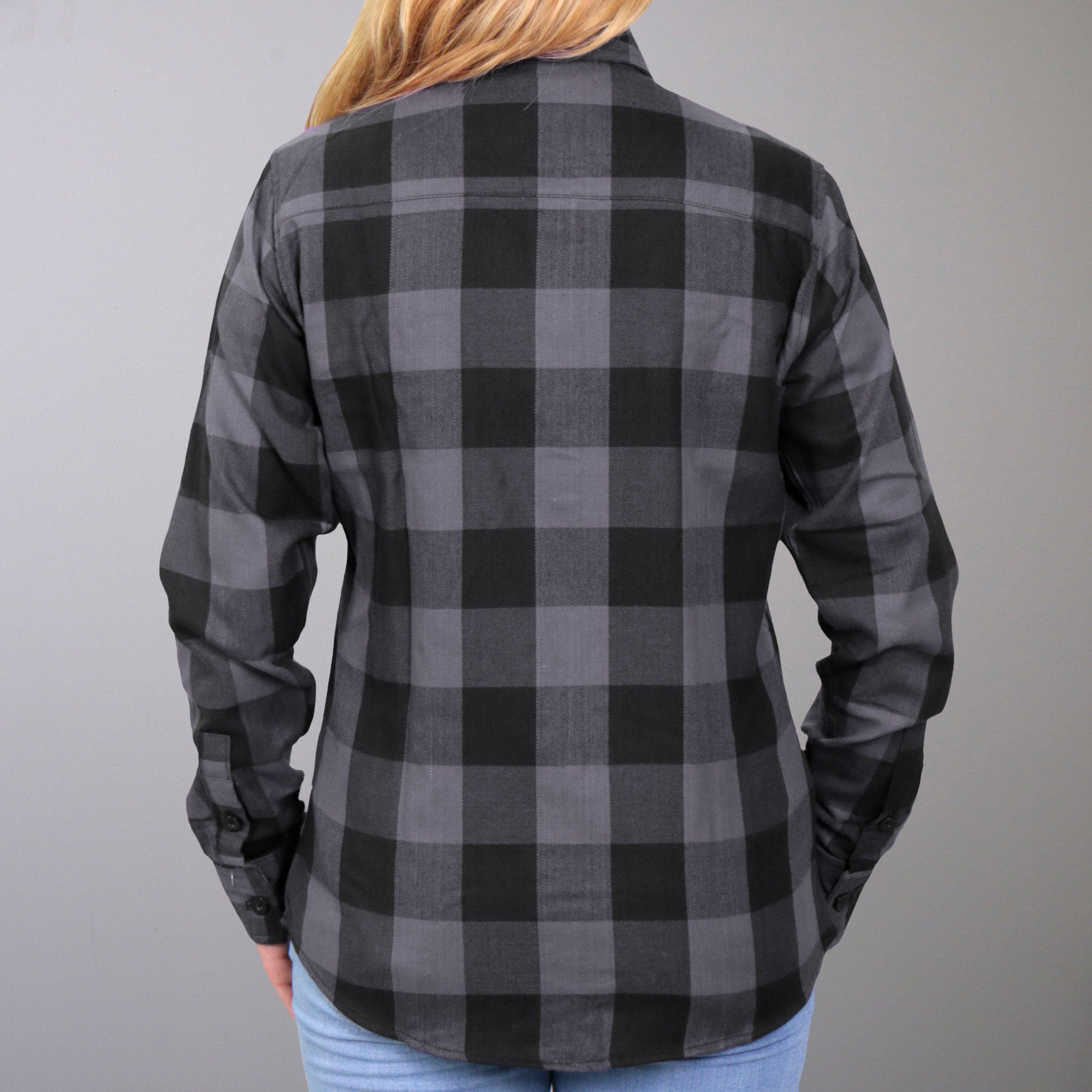 FLL3001 Ladies Long Sleeve Cotton Black and Gray Flannel