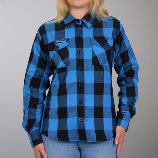 FLL3004 Ladies Black and Aqua Long Sleeve Flannel