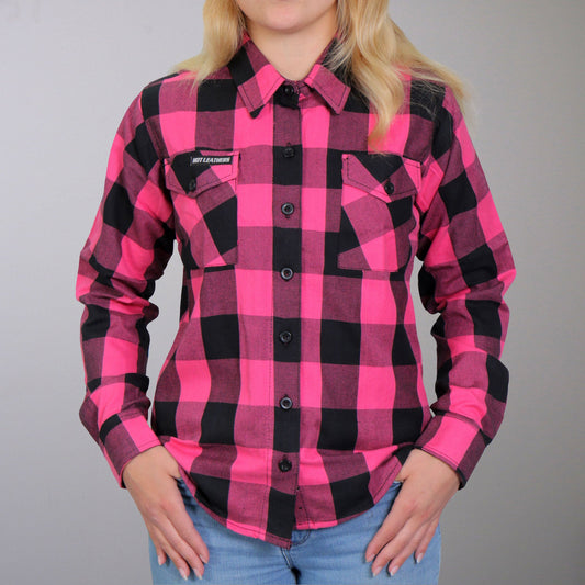 FLL3005 Ladies Black and Pink Long Sleeve Flannel
