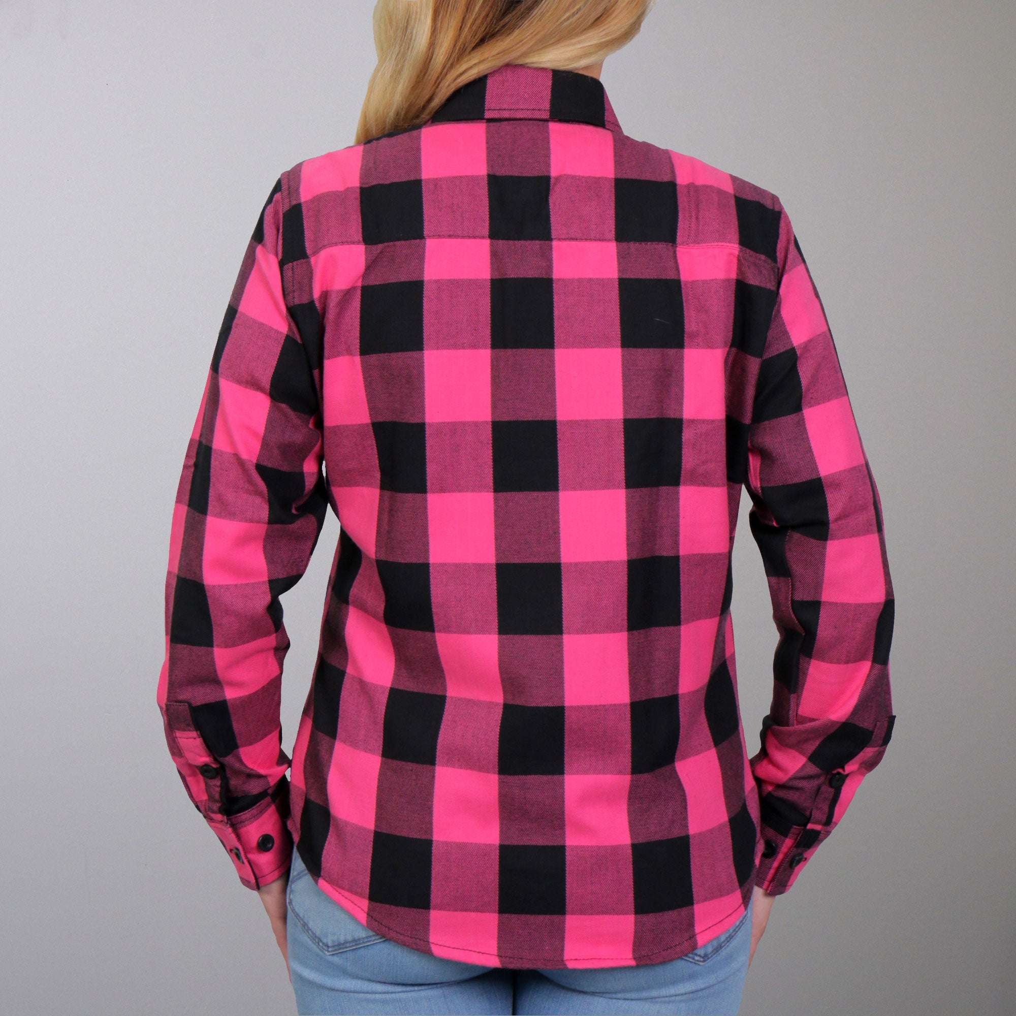 FLL3005 Ladies Black and Pink Long Sleeve Flannel