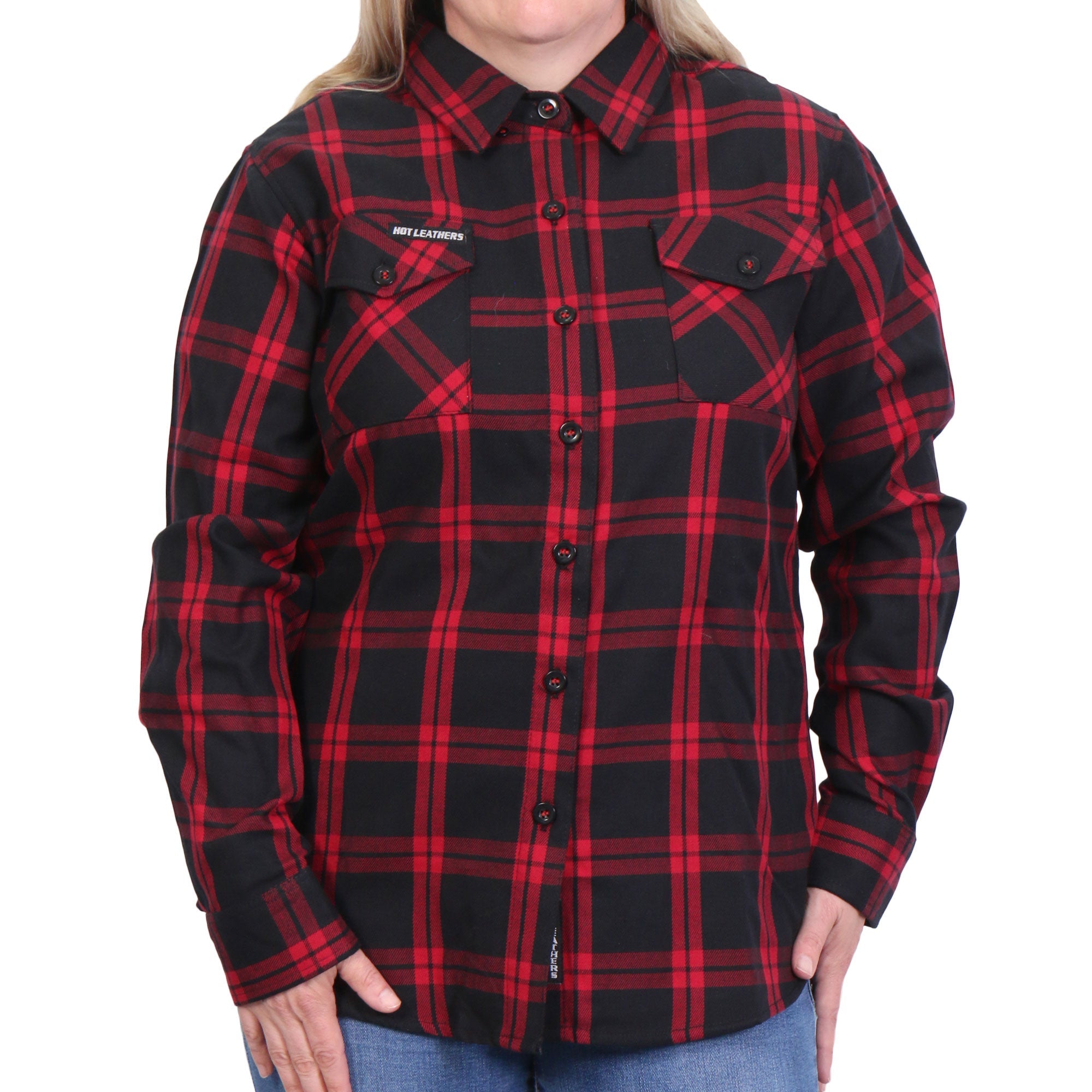 FLL3009 Ladies 'Black and Red' Flannel Long Sleeve Shirt