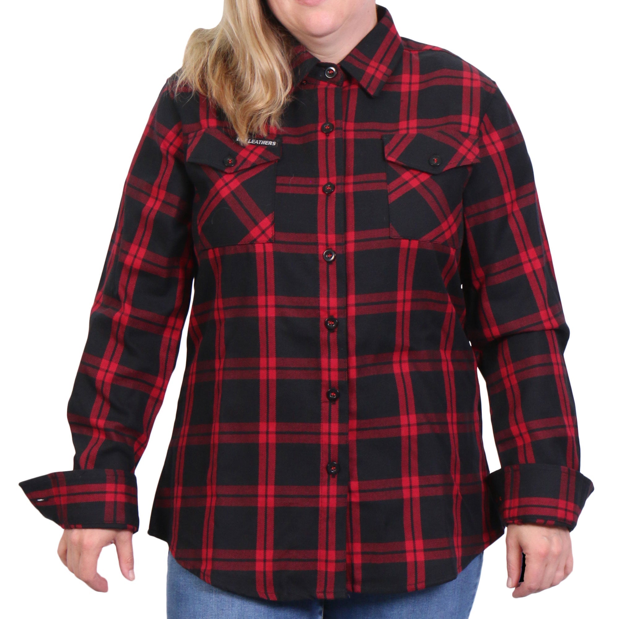 FLL3009 Ladies 'Black and Red' Flannel Long Sleeve Shirt