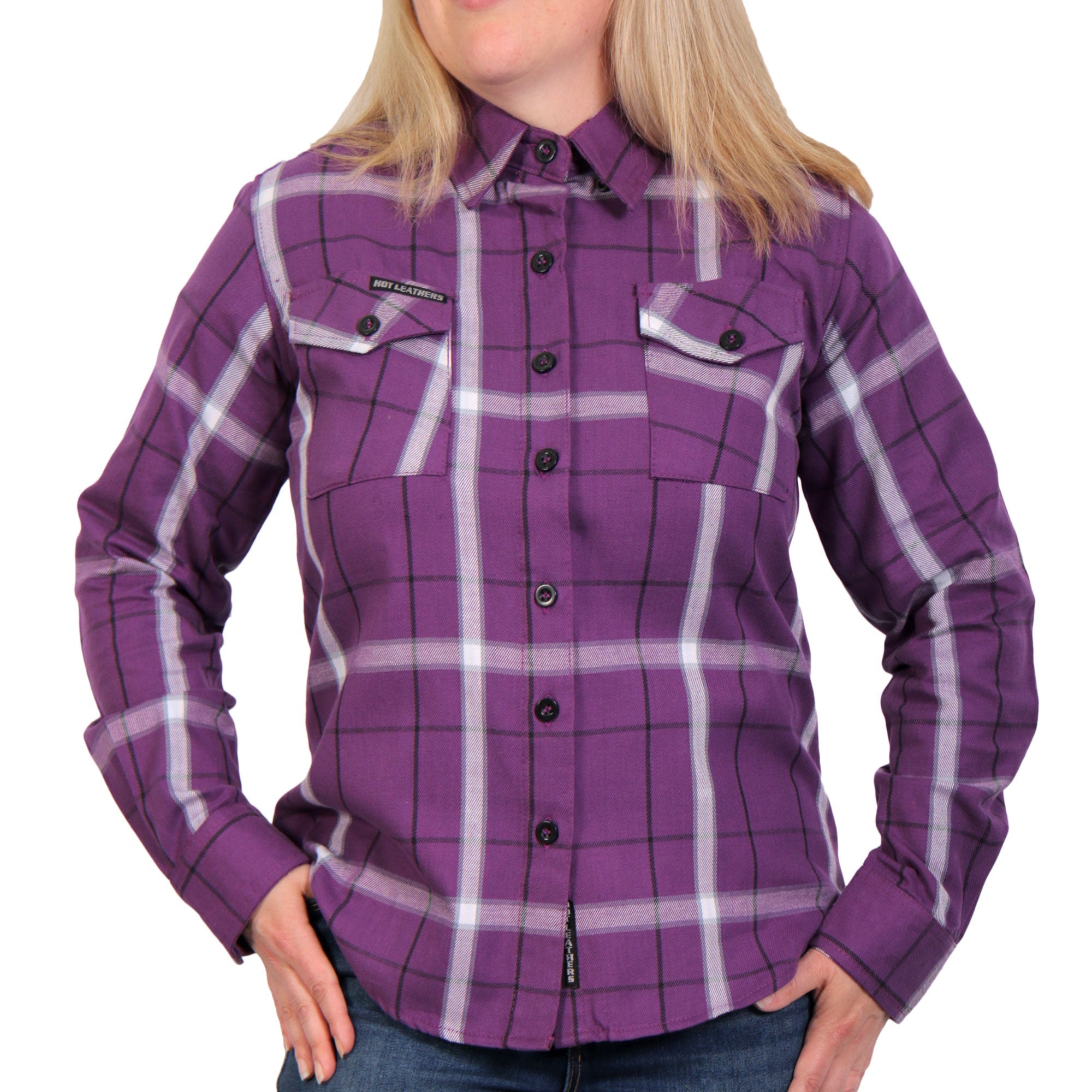 FLL3010 Ladies 'Purple, White and Black' Flannel Shirt